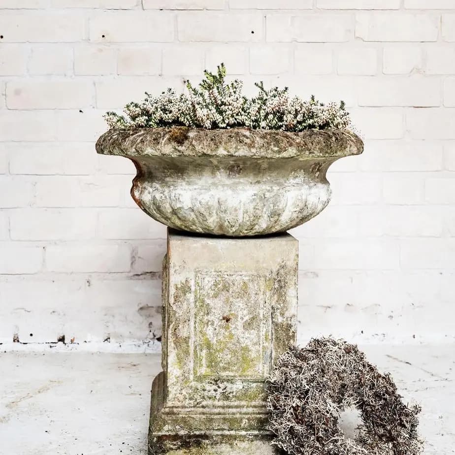 An Old Mossy Urn and Plinth - Patina Heaven