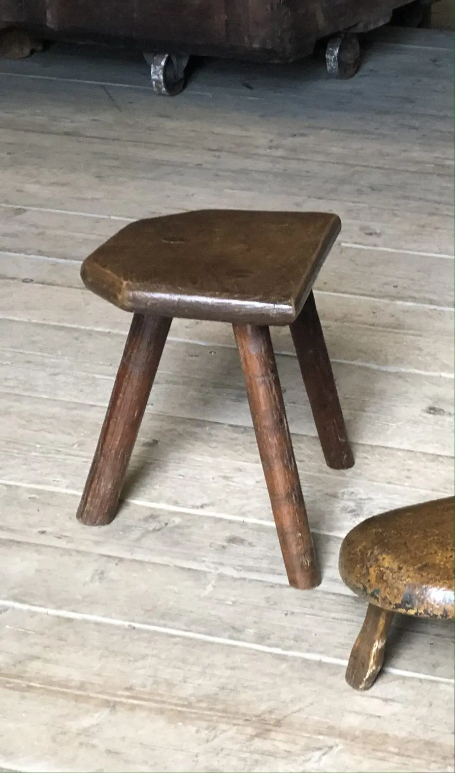 Pretty 19th Century Welsh Dairy Stool Made in Elm and Ash