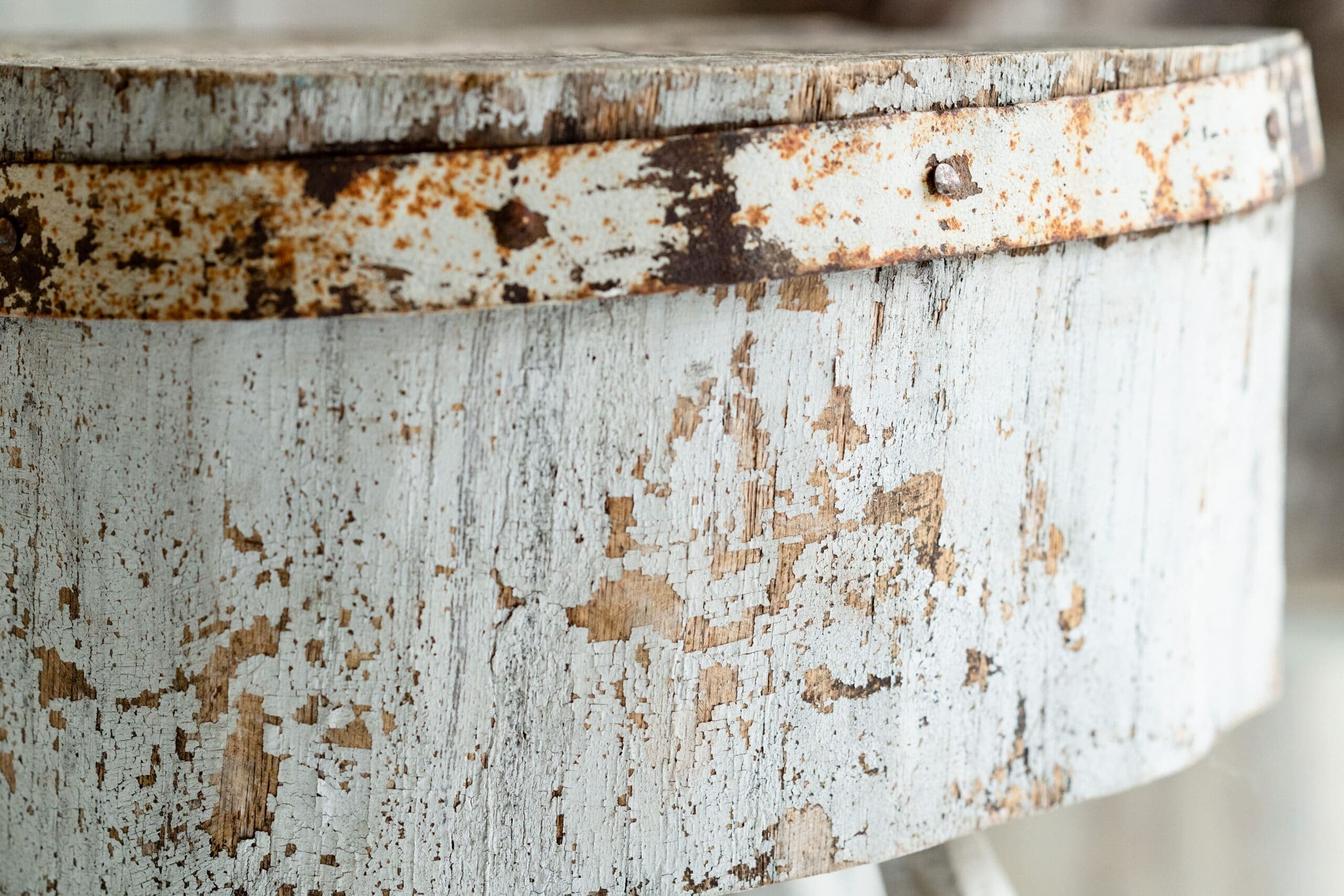 Primitive Formed Iron Strap Bound Chopping Block. English C.1880