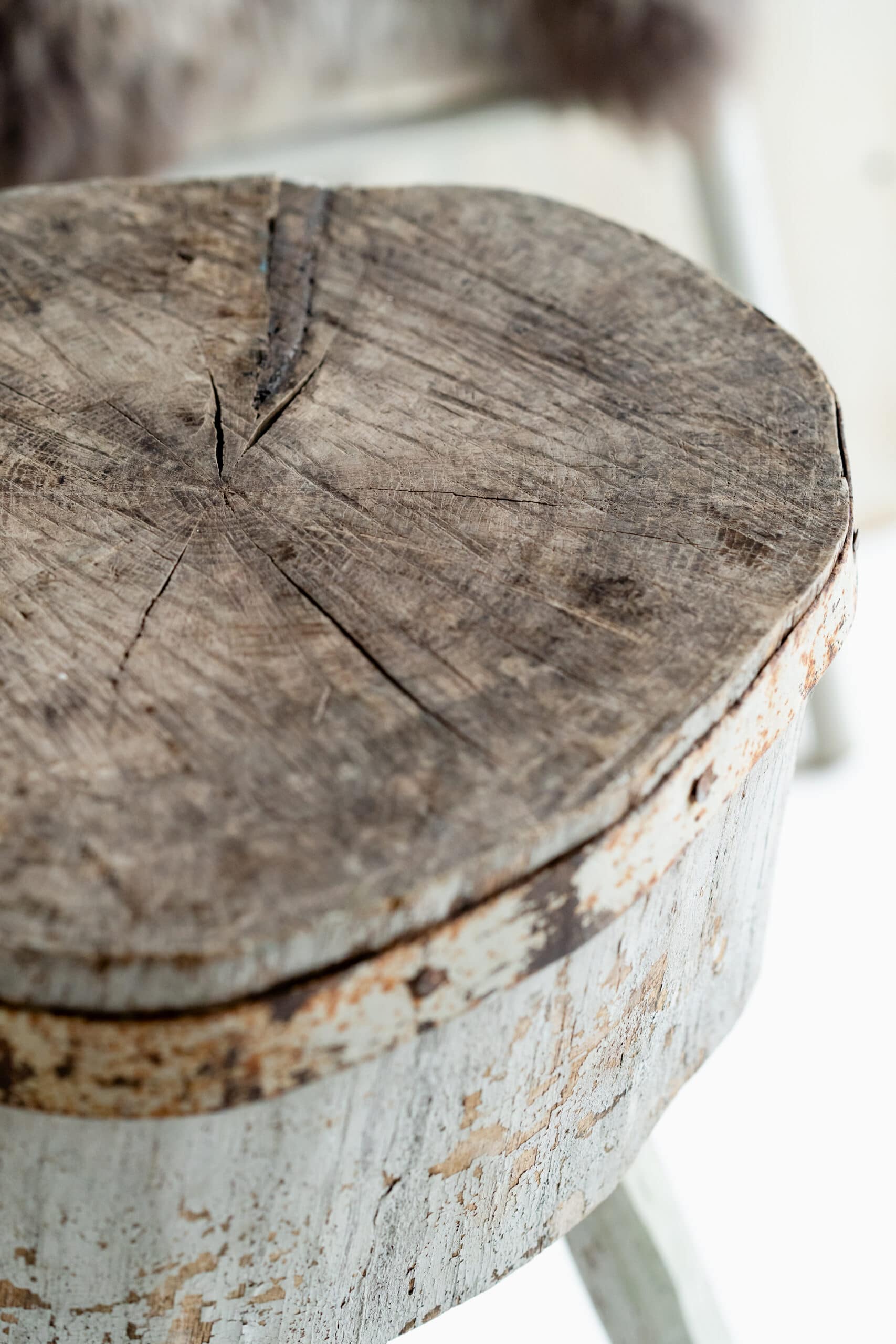 Primitive Formed Iron Strap Bound Chopping Block. English C.1880