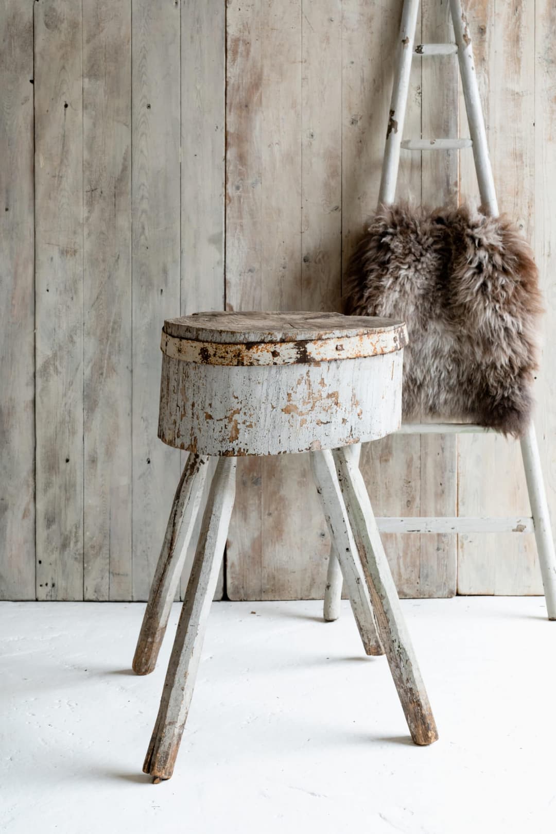 Primitive Formed Iron Strap Bound Chopping Block. English C.1880