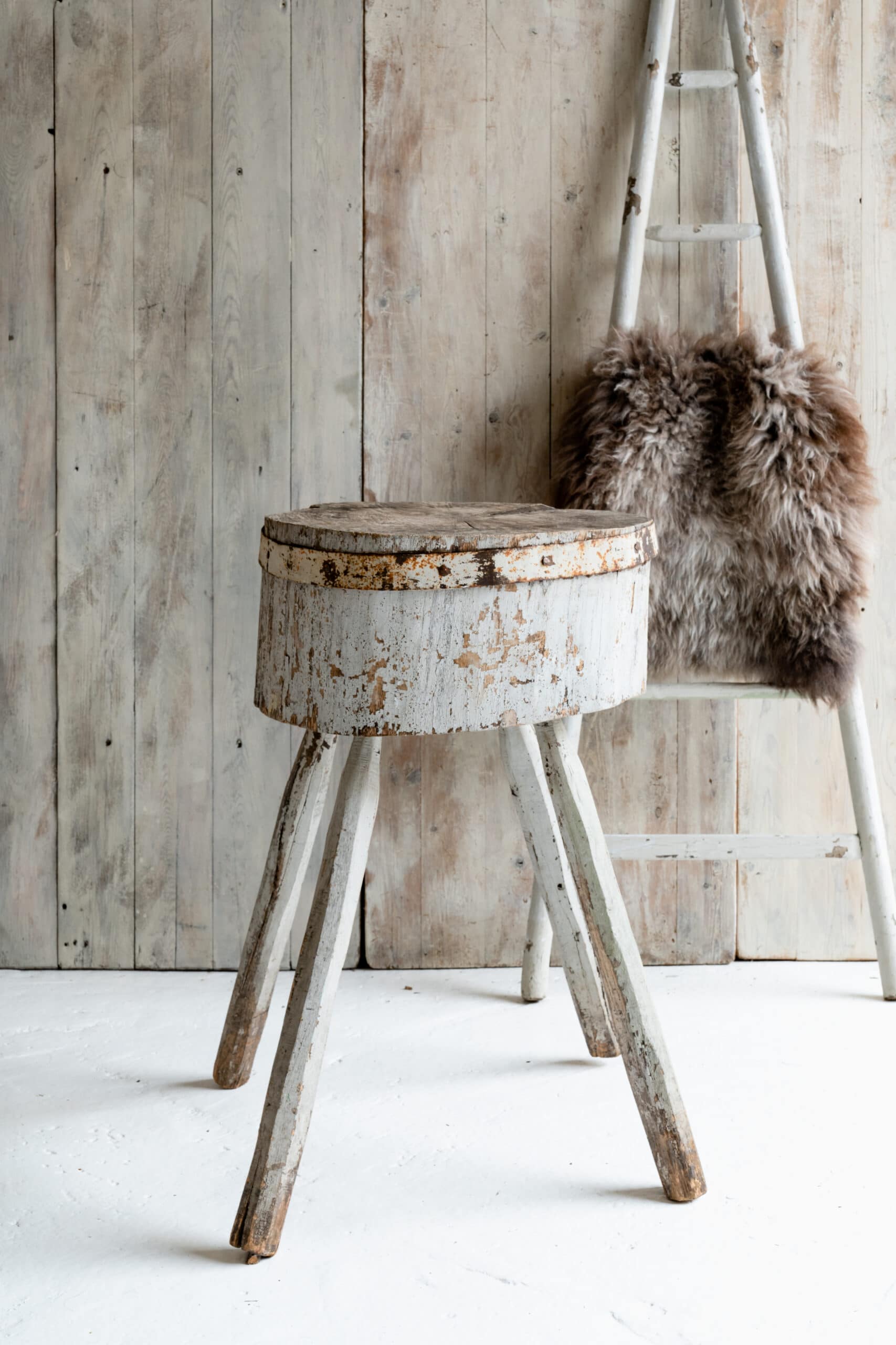 Primitive Formed Iron Strap Bound Chopping Block. English C.1880