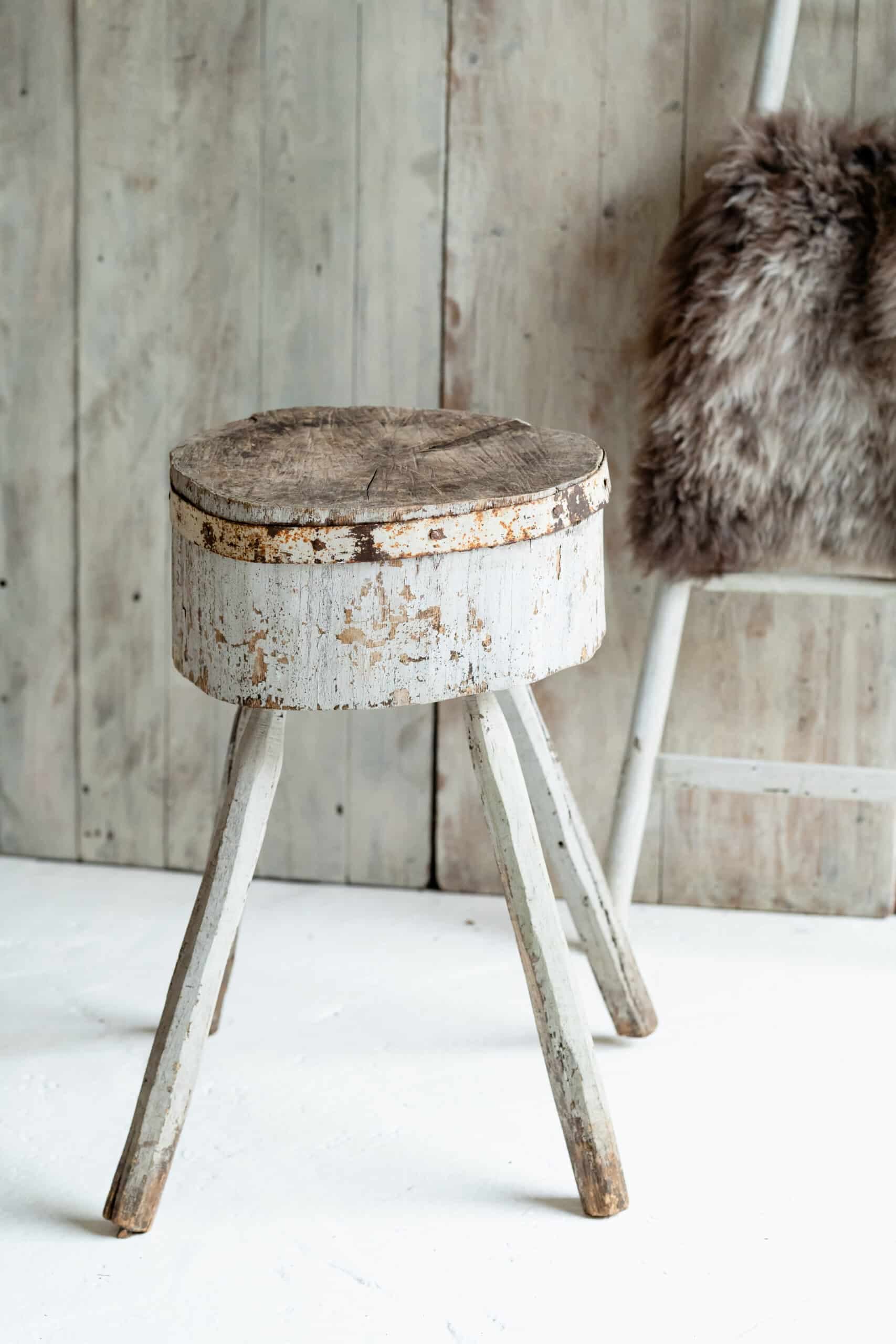 Primitive Formed Iron Strap Bound Chopping Block. English C.1880