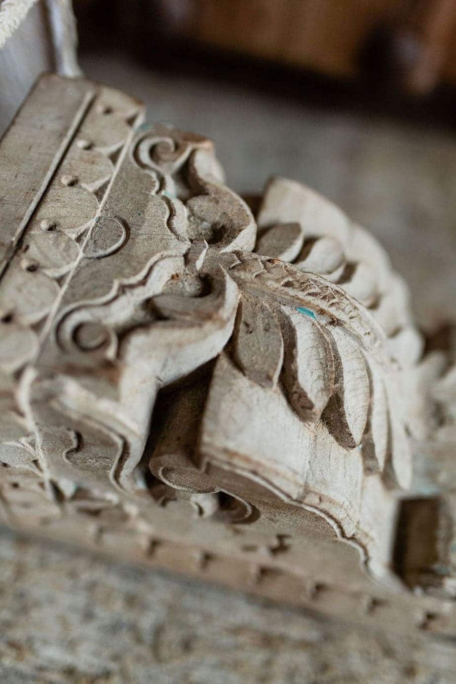 Carved Architectural Corbell Wall Lights with Pale Irish Linen Shades