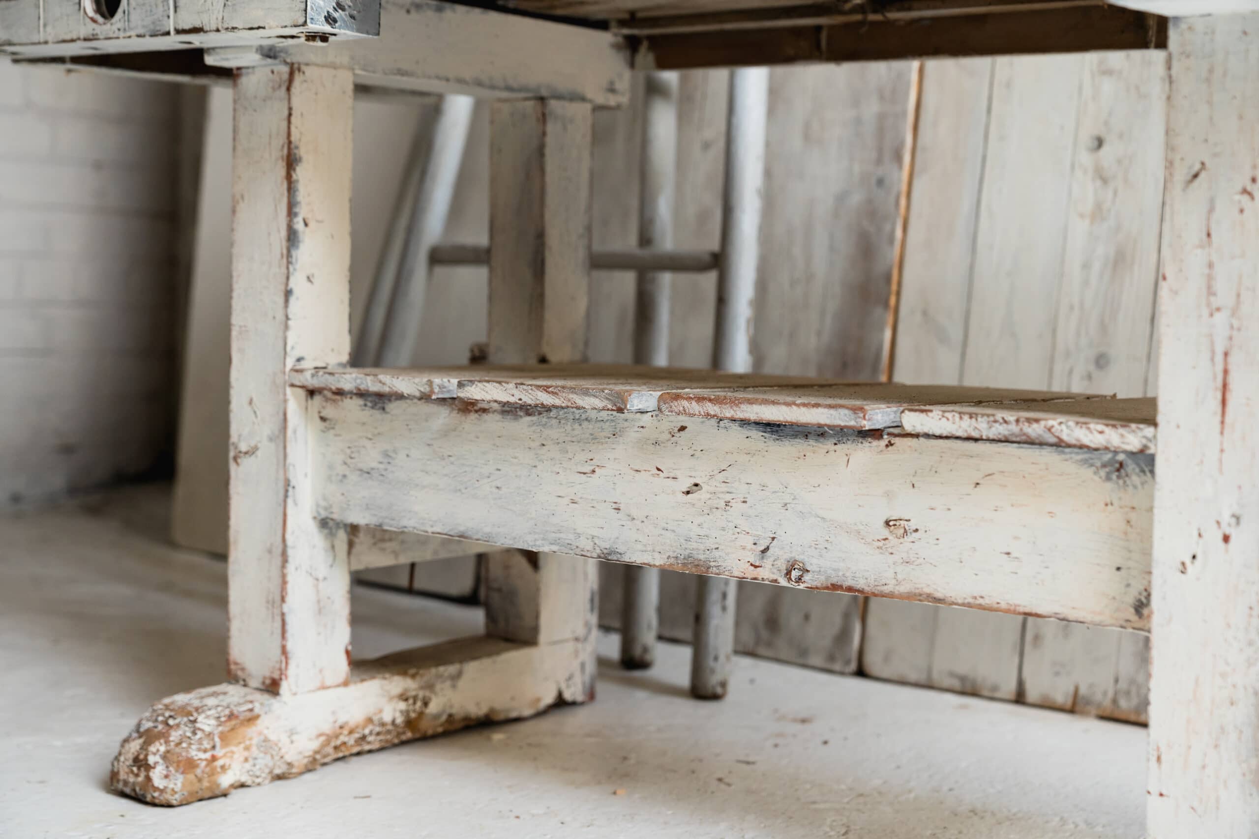 Powder Blue and White French Rustic Workbench