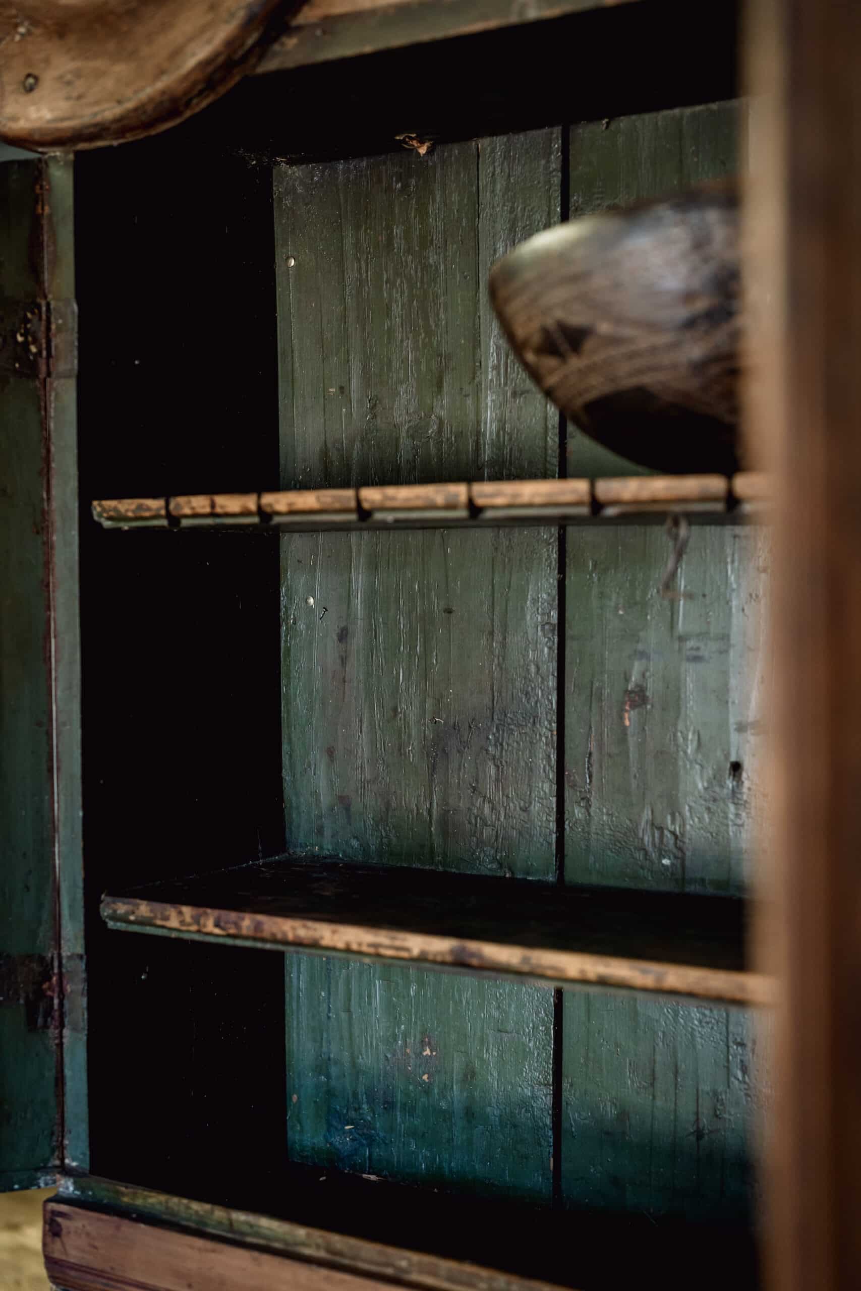 A Rare Swedish Folk Art Cupboard with Original Decorative Painted Panels