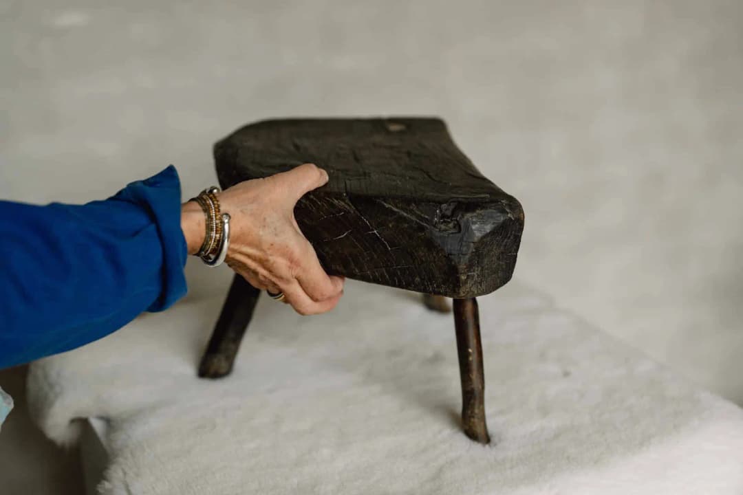 Small French Primitive Chopping Block Stool