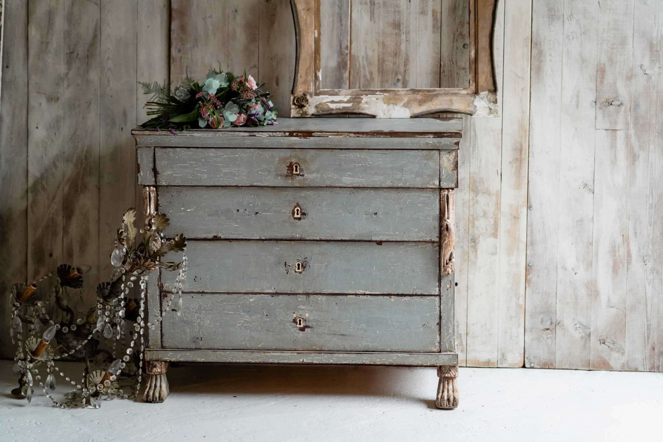Original Swedish Gustavian Light Powder Blue Painted Commode c.1780