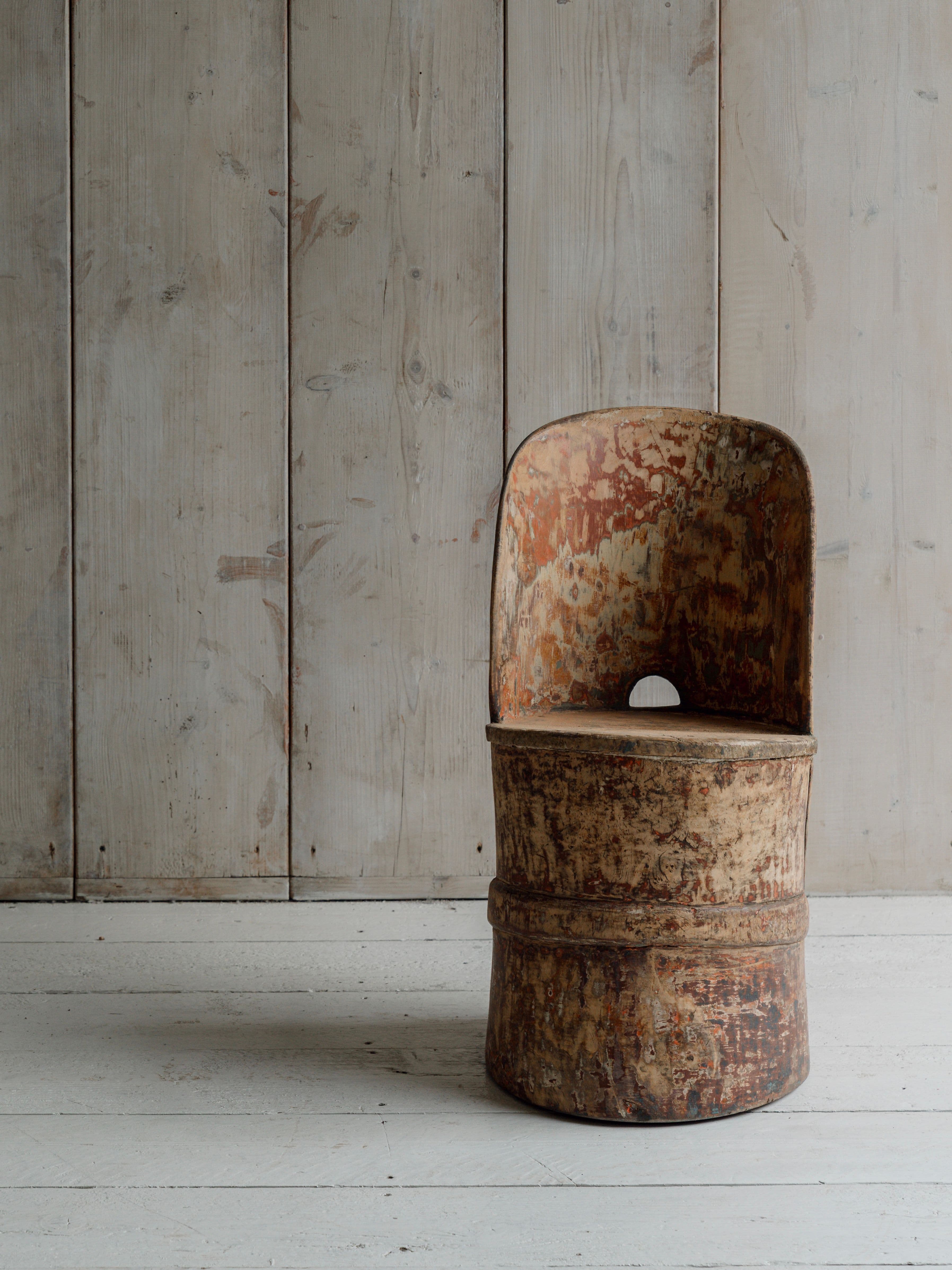 A Rare Norwegian Folk Art Kubbestol