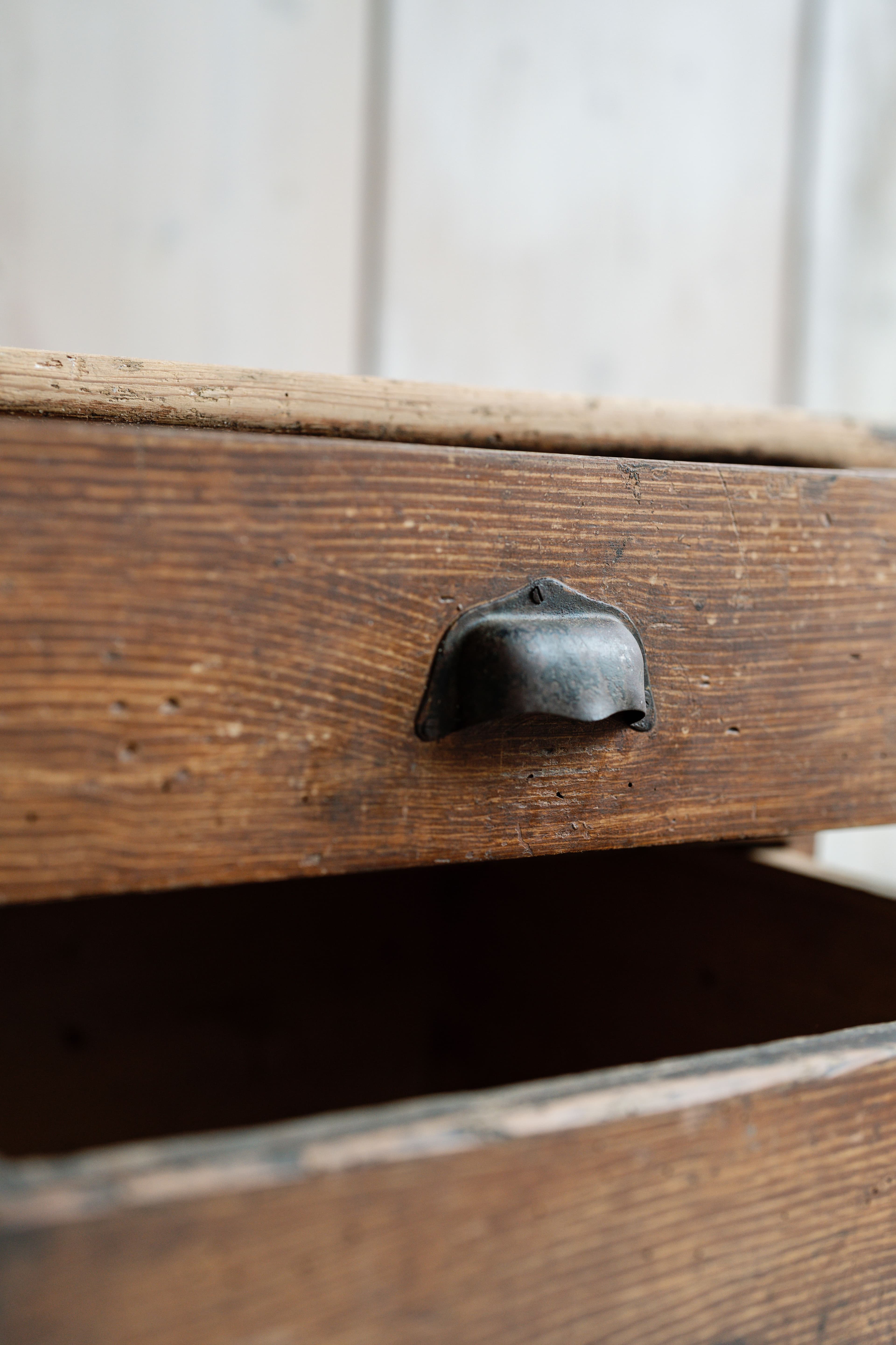 French Pine Workbench with Original Paint Patina