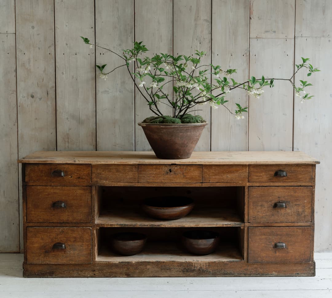 French Pine Workbench with Original Paint Patina