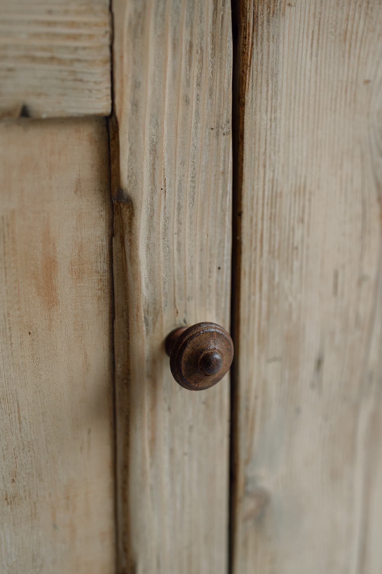 Antique Bleached Pine Couintry Cupboard on Original Castors
