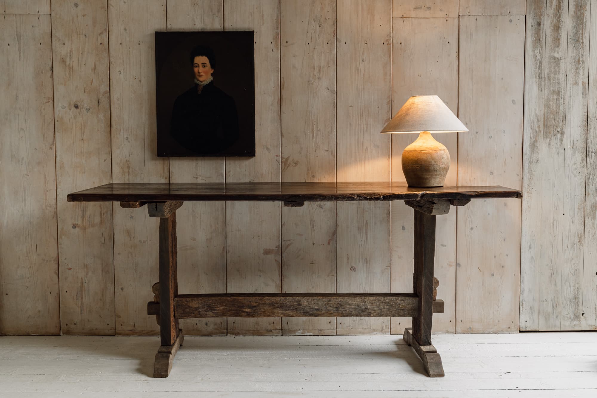Rare Late 17th Century Iberian Walnut Plank Table