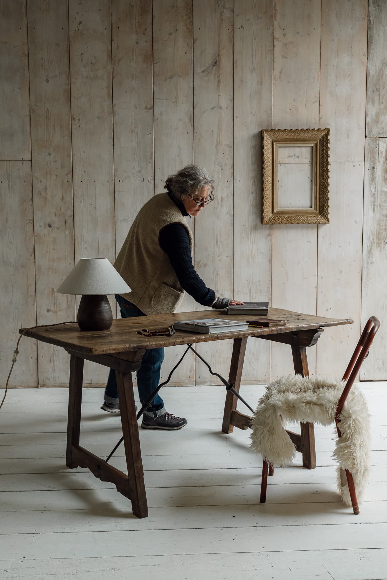 Late 18th Century Iberian Single Plank Chestnut Folding Trestle Table