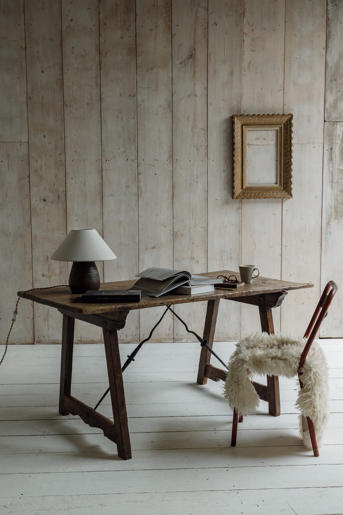 Late 18th Century Iberian Single Plank Chestnut Folding Trestle Table