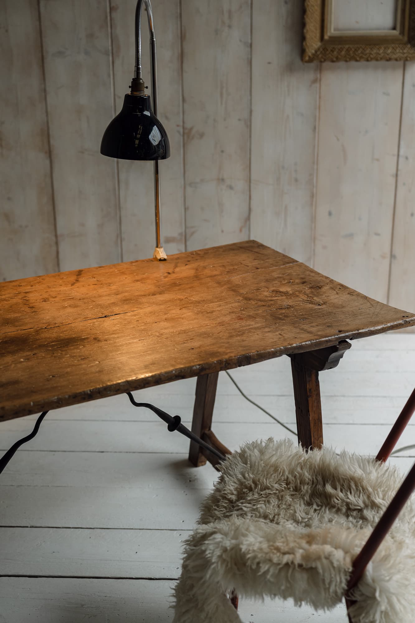 Late 18th Century Iberian Single Plank Chestnut Folding Trestle Table