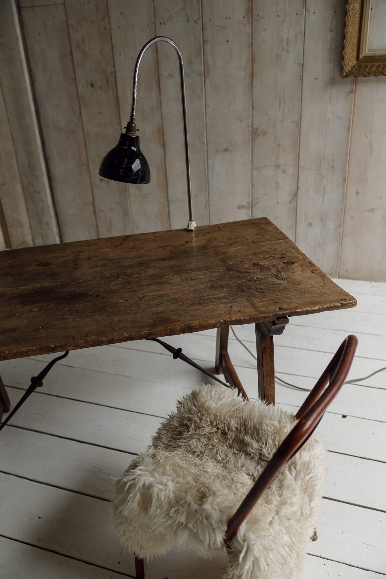 Late 18th Century Iberian Single Plank Chestnut Folding Trestle Table