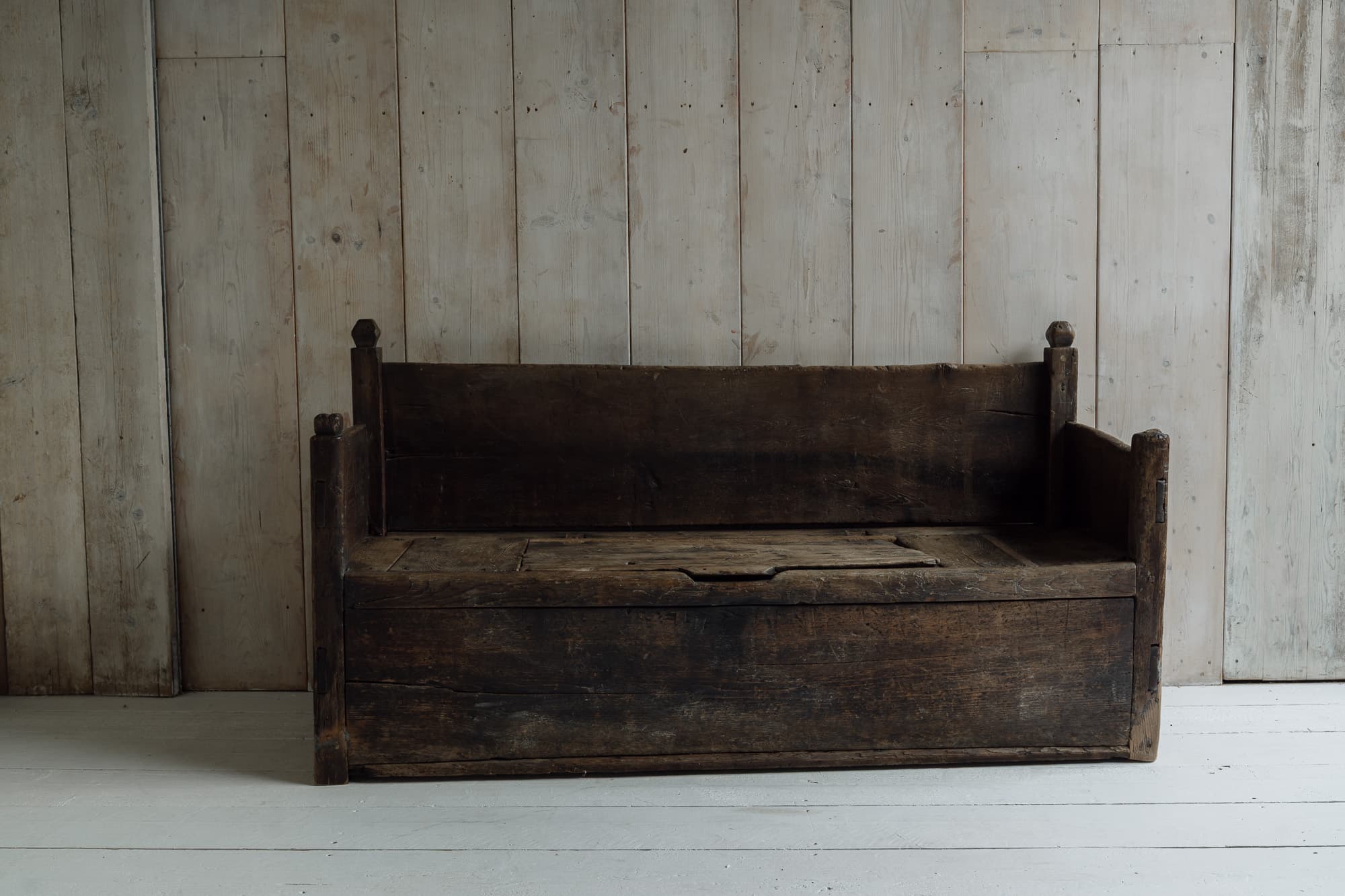 Monumental 18th Century Primitive Portuguese Bench in Chestnut