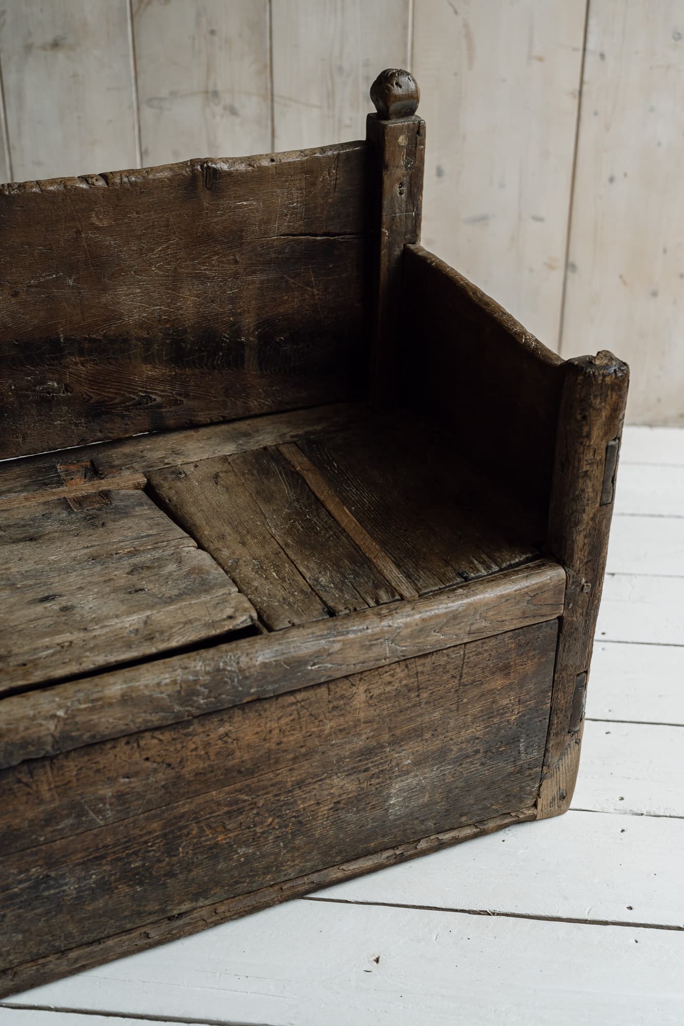 Monumental 18th Century Primitive Portuguese Bench in Chestnut
