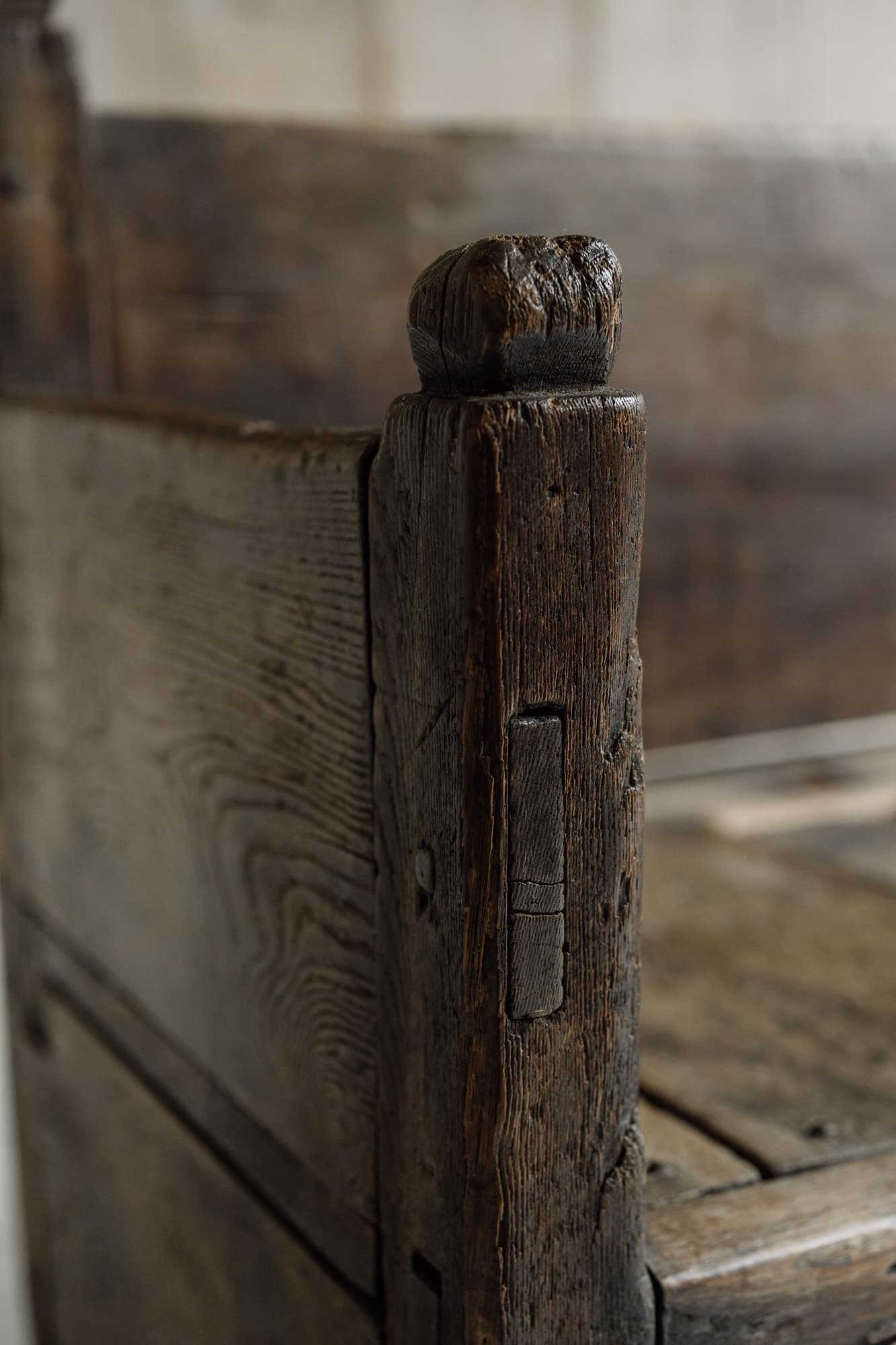 Monumental 18th Century Primitive Portuguese Bench in Chestnut
