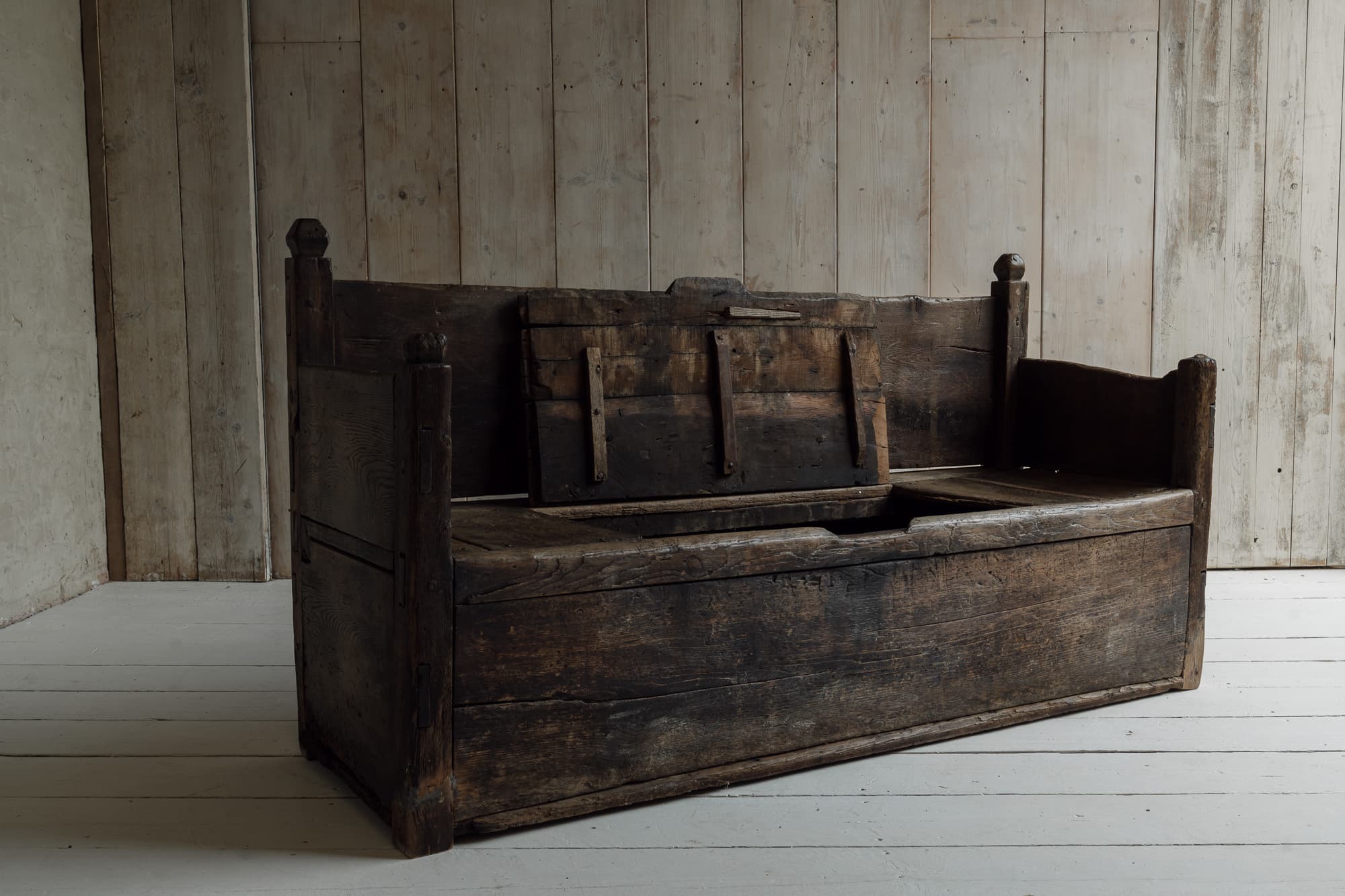 Monumental 18th Century Primitive Portuguese Bench in Chestnut