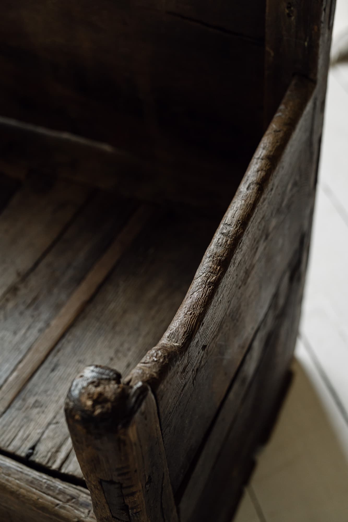 Monumental 18th Century Primitive Portuguese Bench in Chestnut