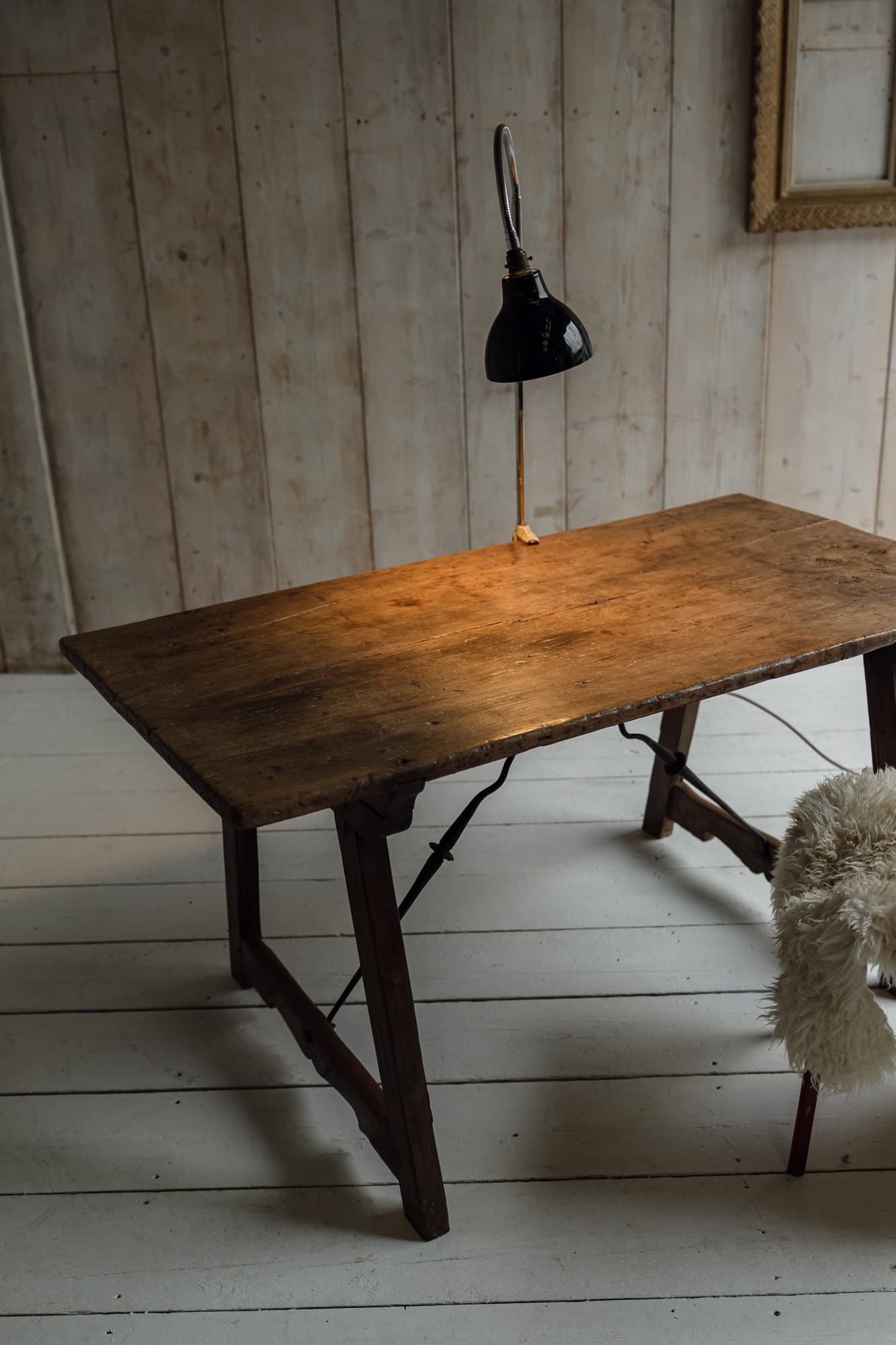 Late 18th Century Iberian Single Plank Chestnut Folding Trestle Table