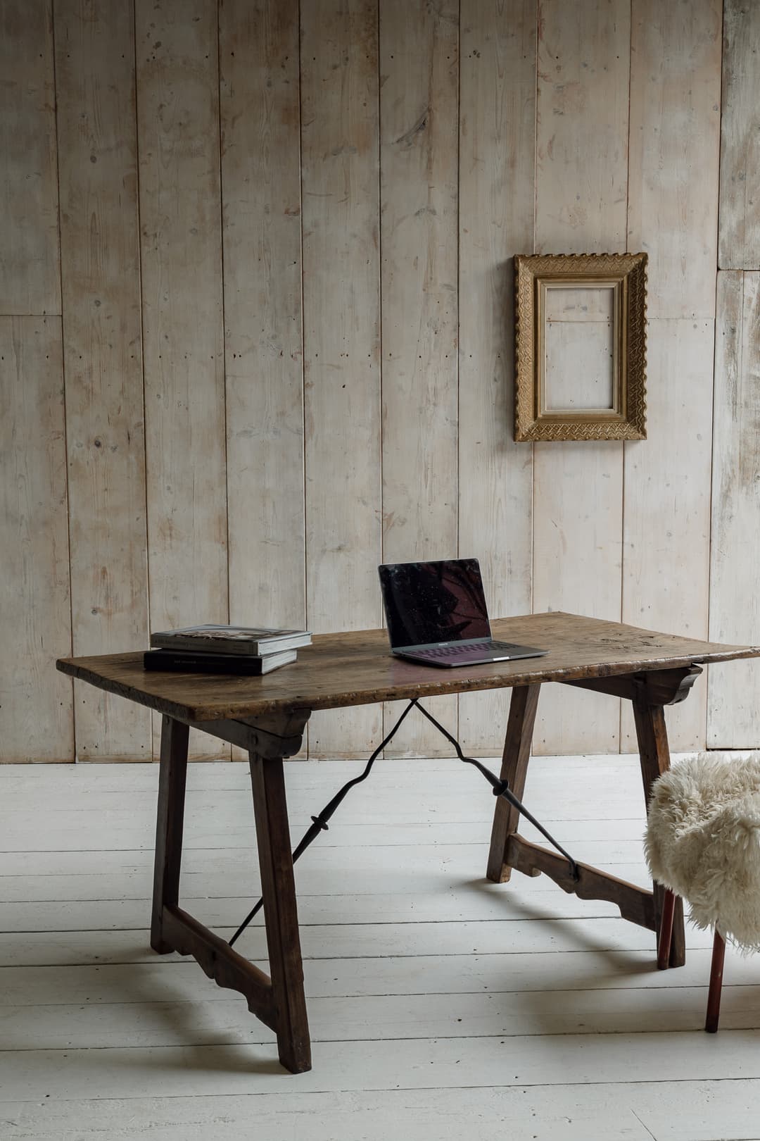 Late 18th Century Iberian Single Plank Chestnut Folding Trestle Table