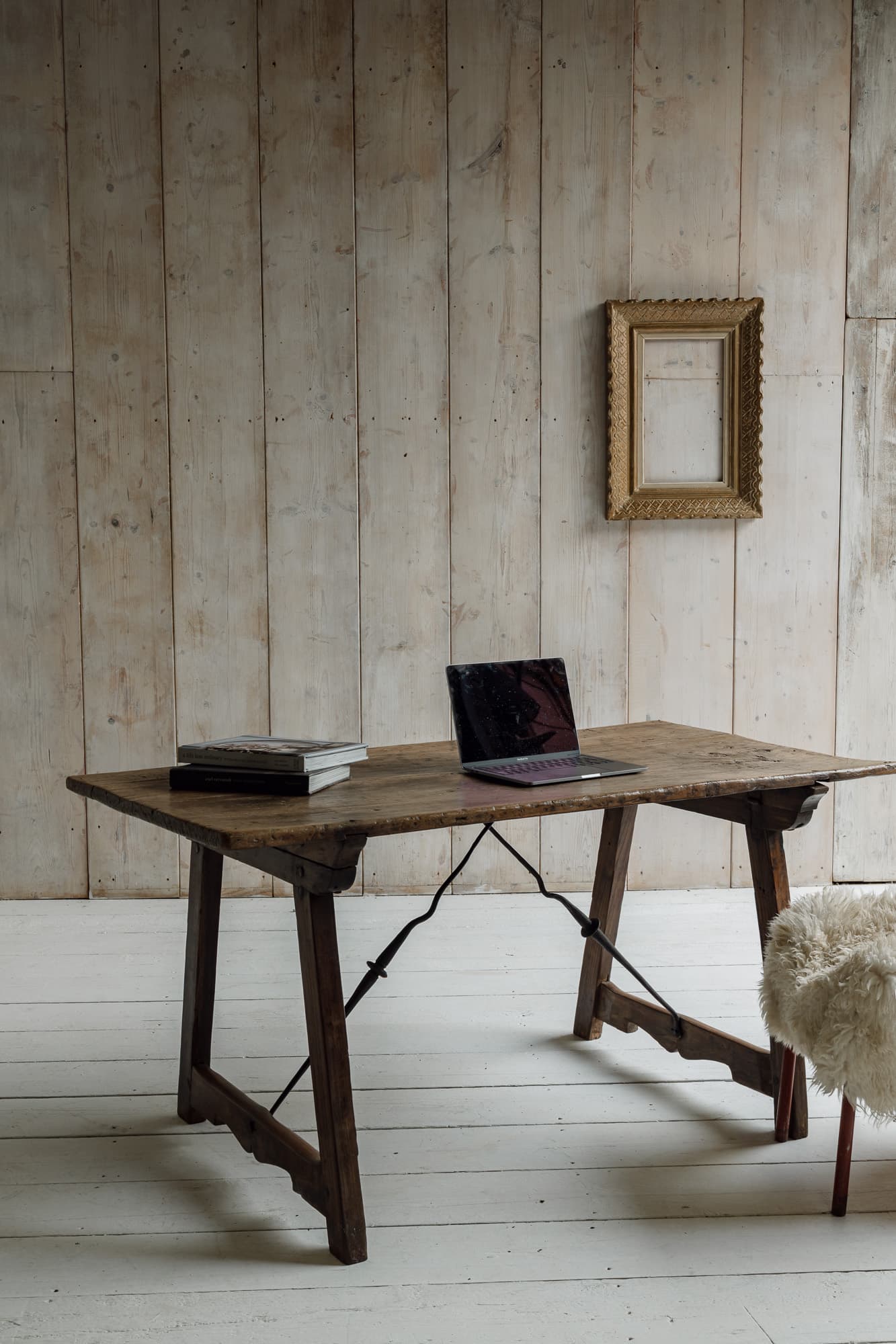 Late 18th Century Iberian Single Plank Chestnut Folding Trestle Table