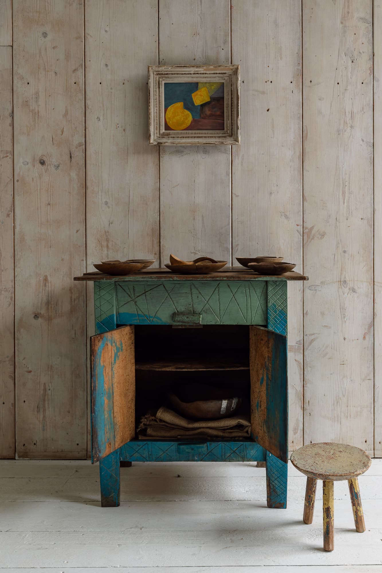 Late 19th Century Alpine Painted Folk Art Cupboard