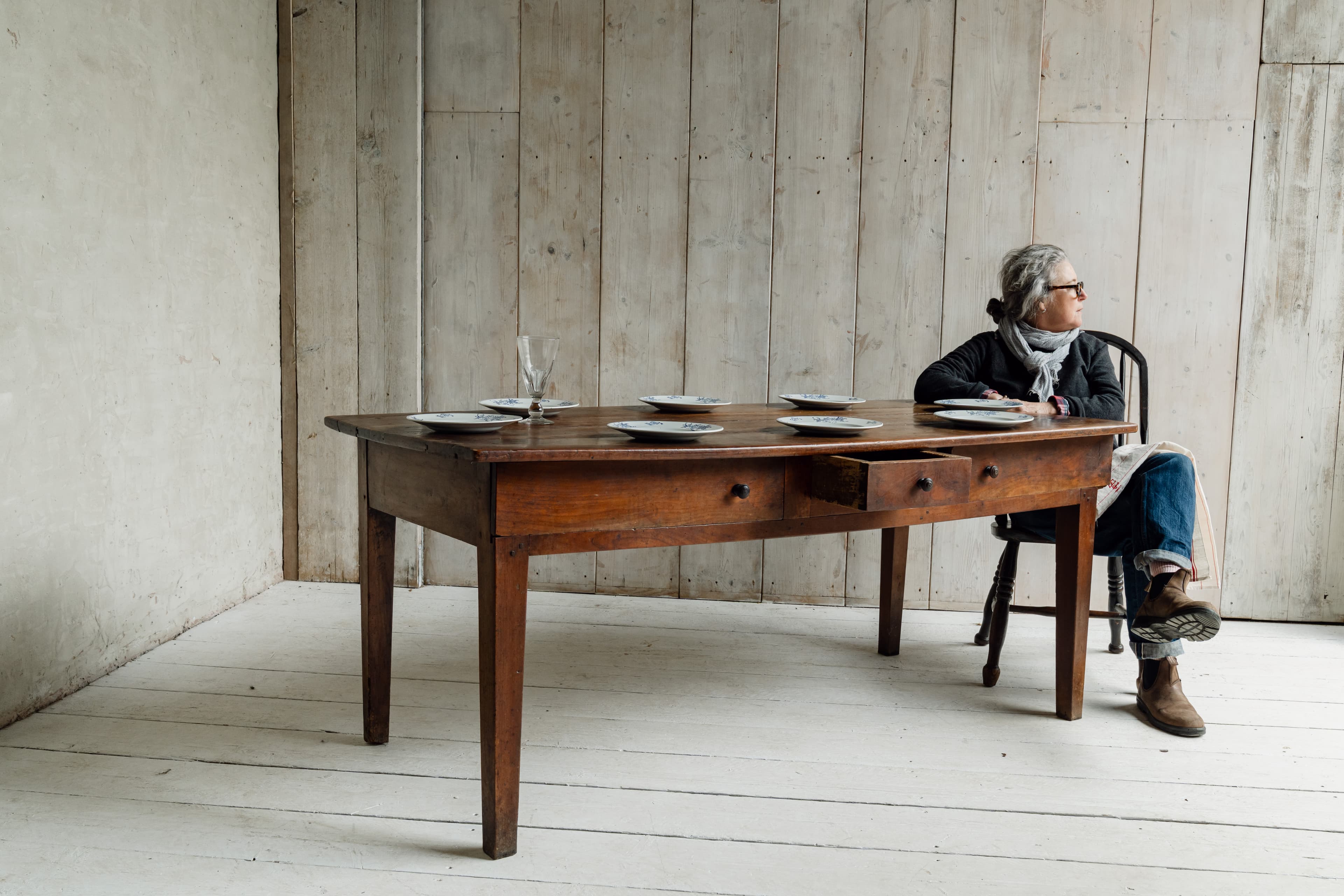 Elm Vernacular Alpine Work Table from the Savoie Region