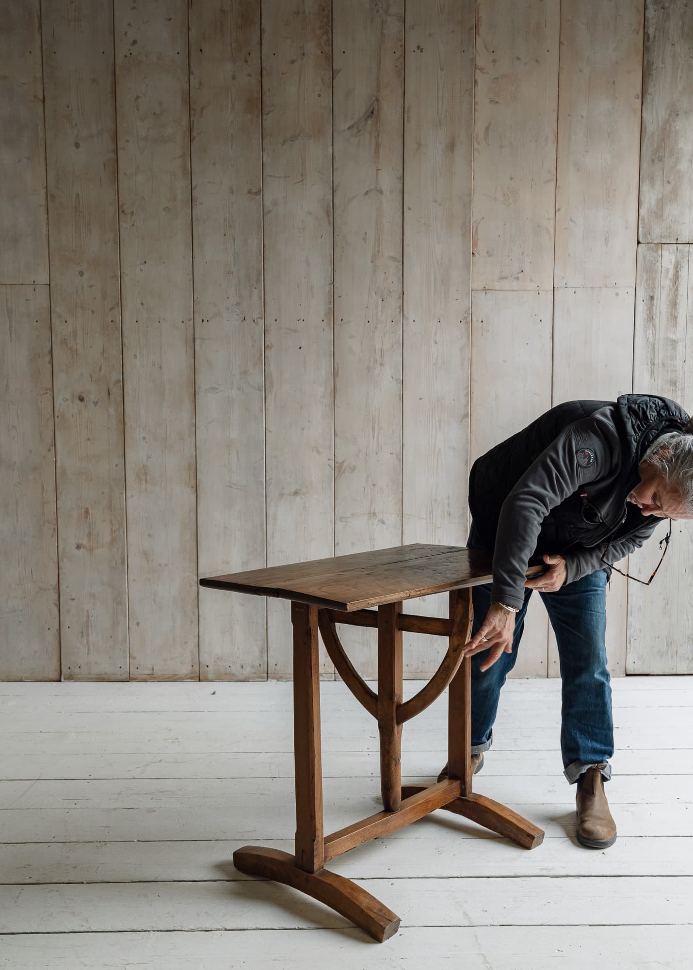 French Alpine Vernacular Elm Drop-Leaf Table, Savoie, Late 19th Century