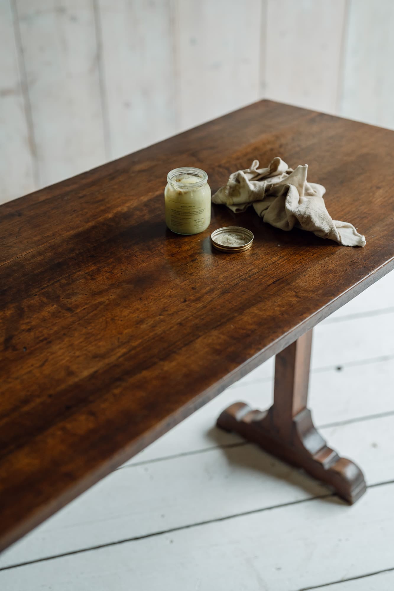 Exceptional Italian Walnut Trestle Table / Console.