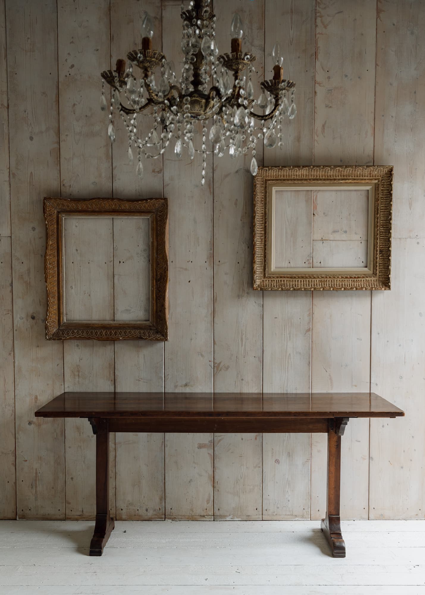 Exceptional Italian Walnut Trestle Table / Console.