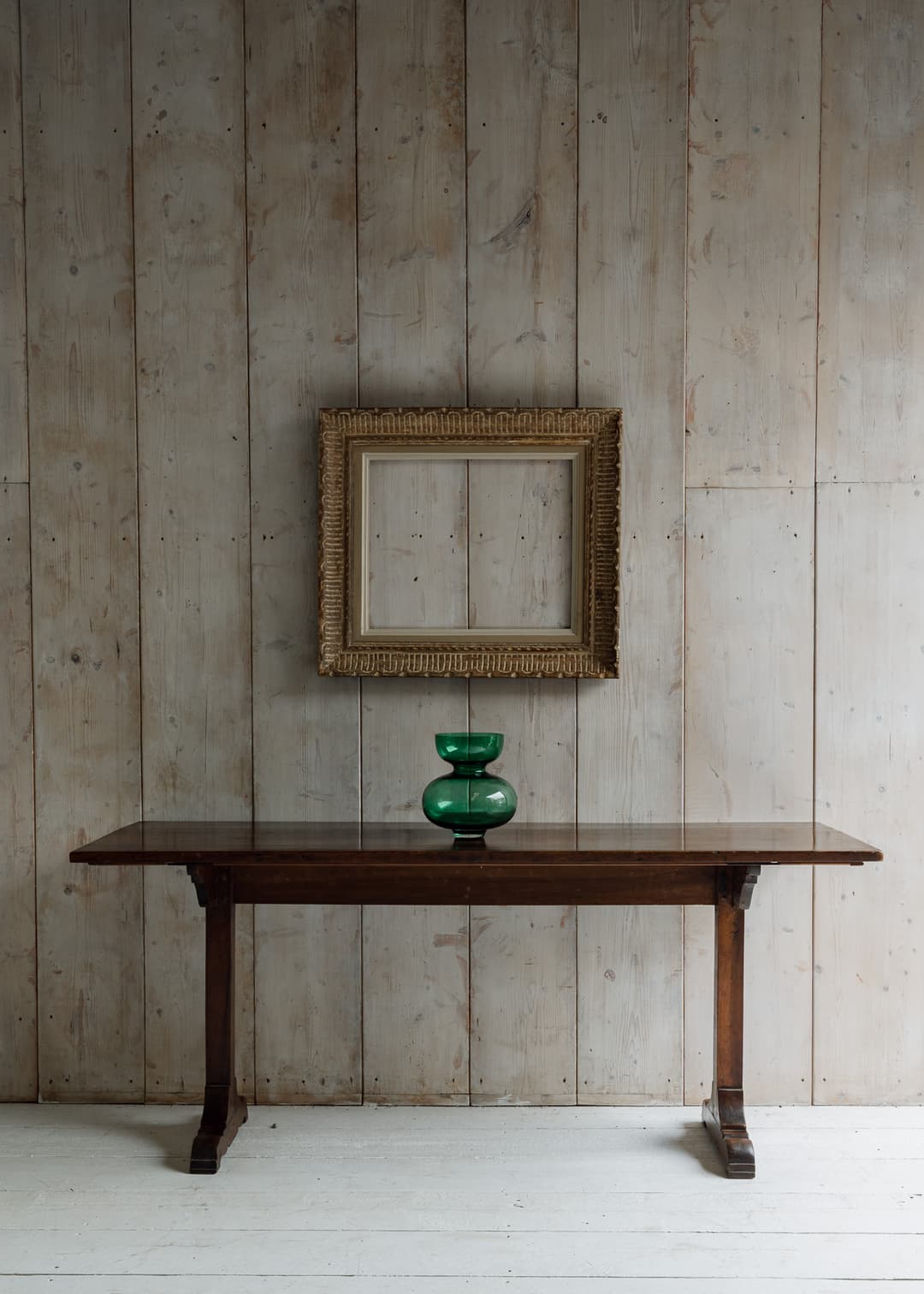 Exceptional Italian Walnut Trestle Table / Console.