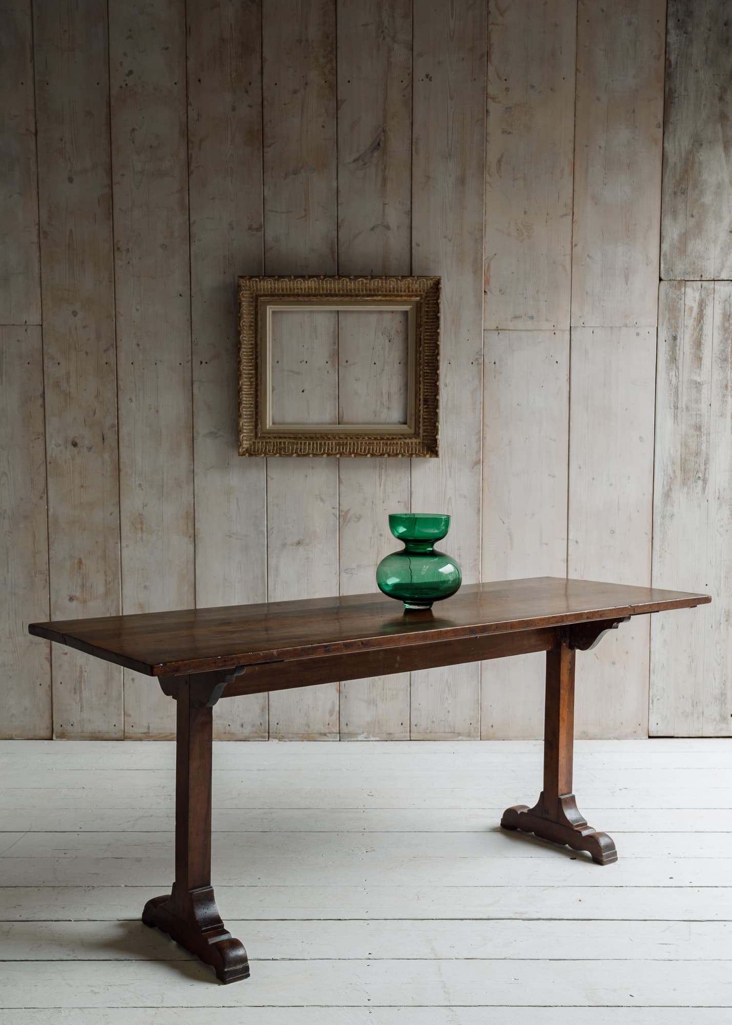 Exceptional Italian Walnut Trestle Table / Console.
