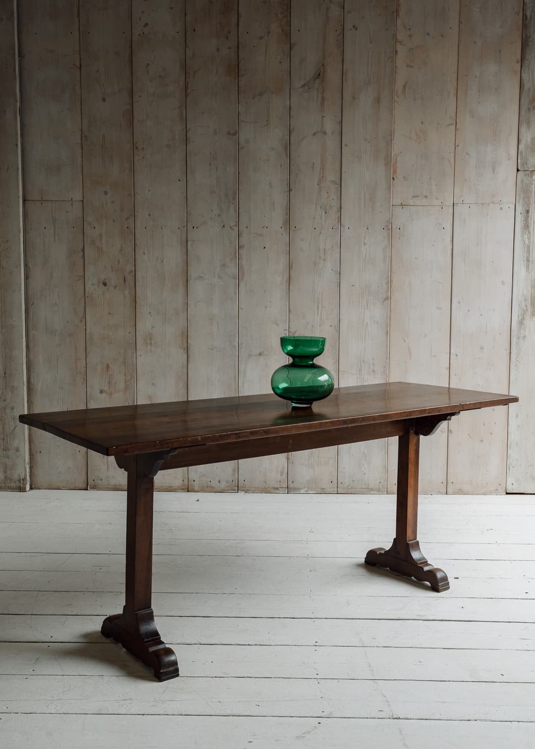 Exceptional Italian Walnut Trestle Table / Console.
