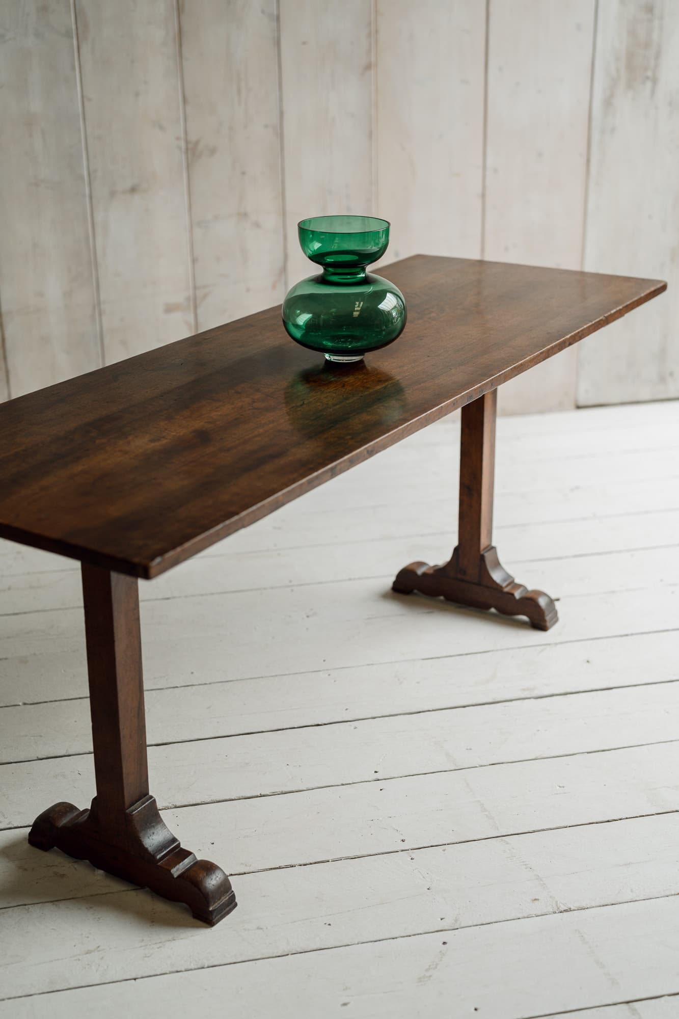 Exceptional Italian Walnut Trestle Table / Console.