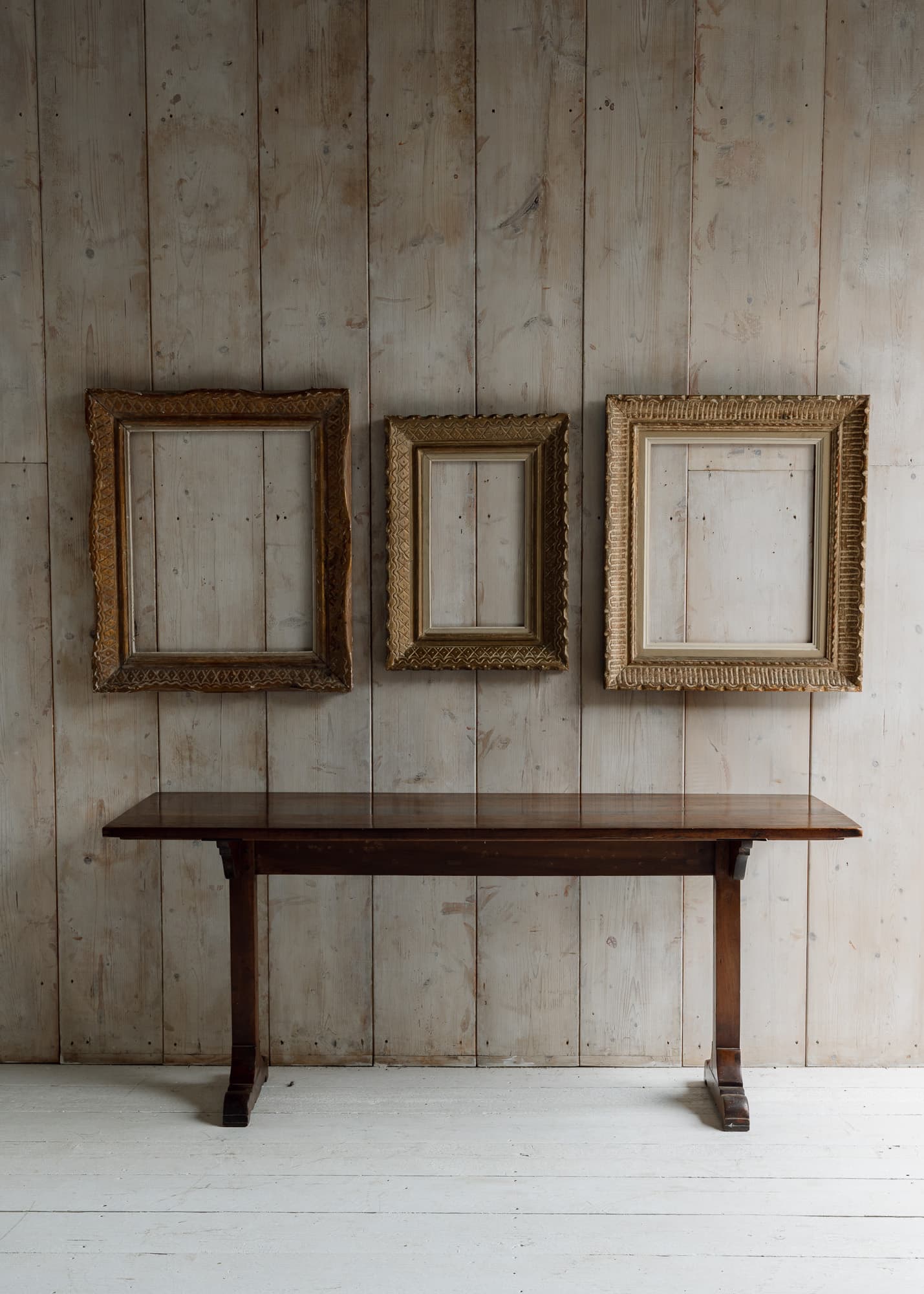 Exceptional Italian Walnut Trestle Table / Console.