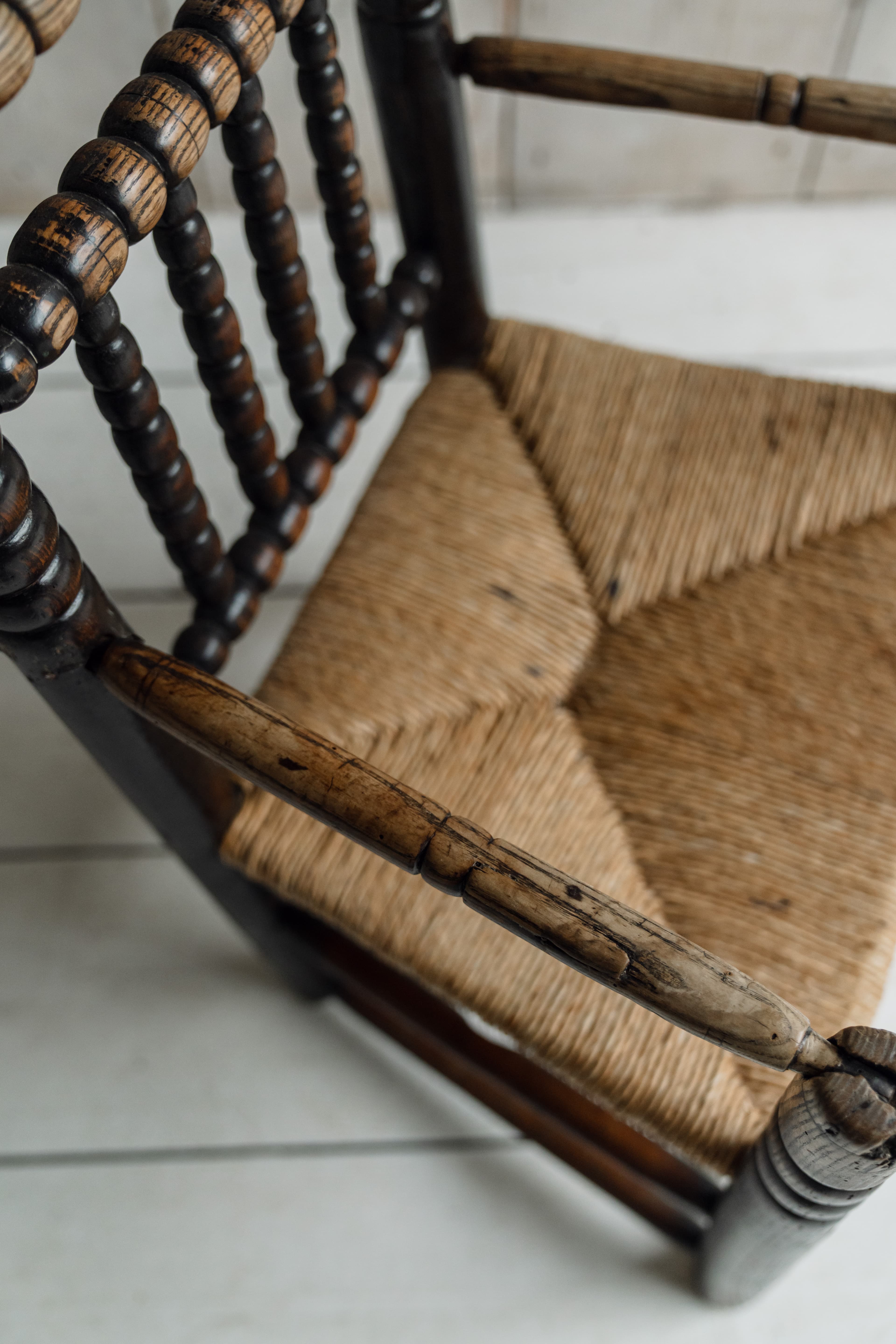 Early English Ash Turner's Chair - Ebonised Ash, Northern England c.1820-1840