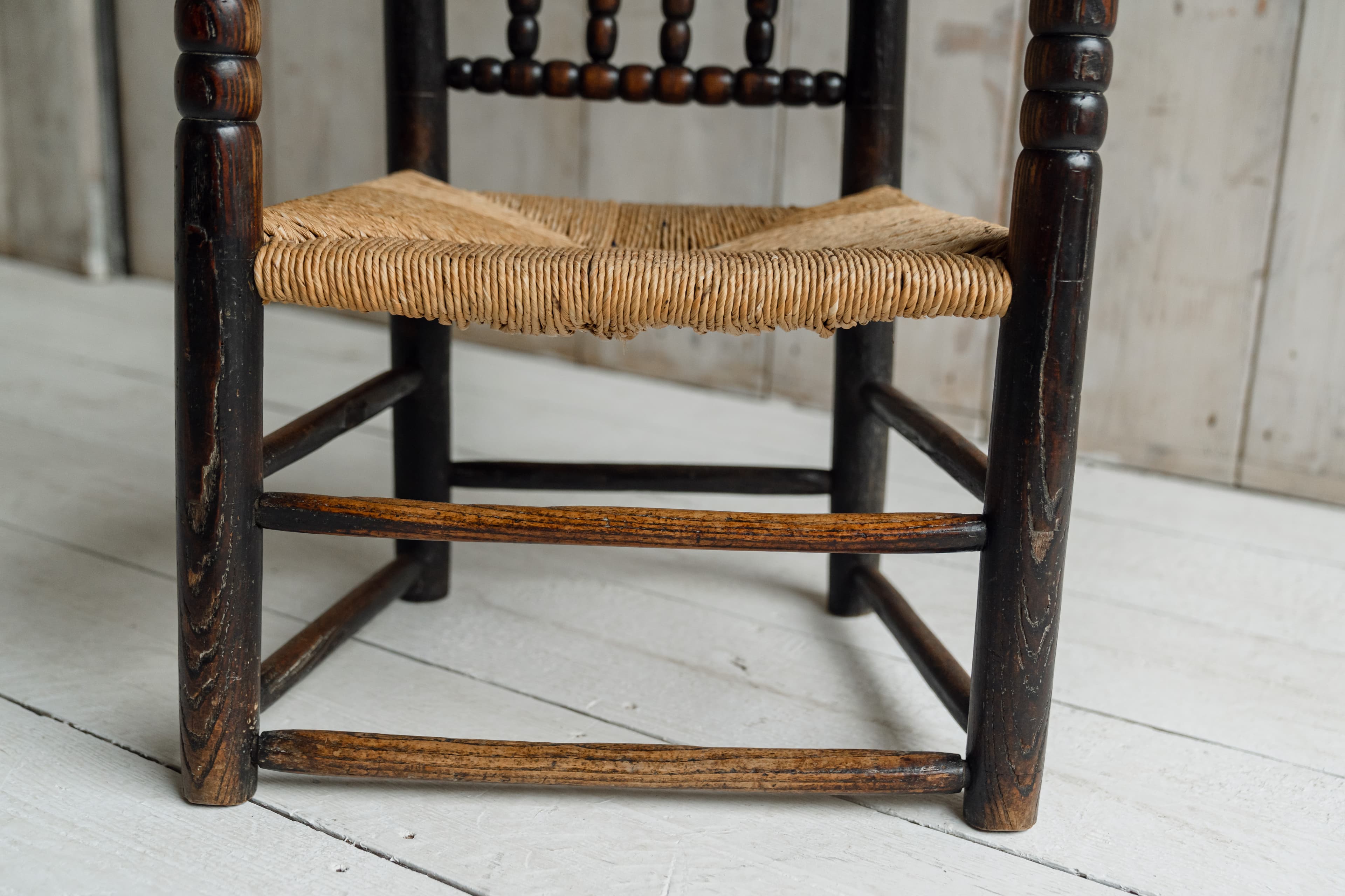 Early English Ash Turner's Chair - Ebonised Ash, Northern England c.1820-1840