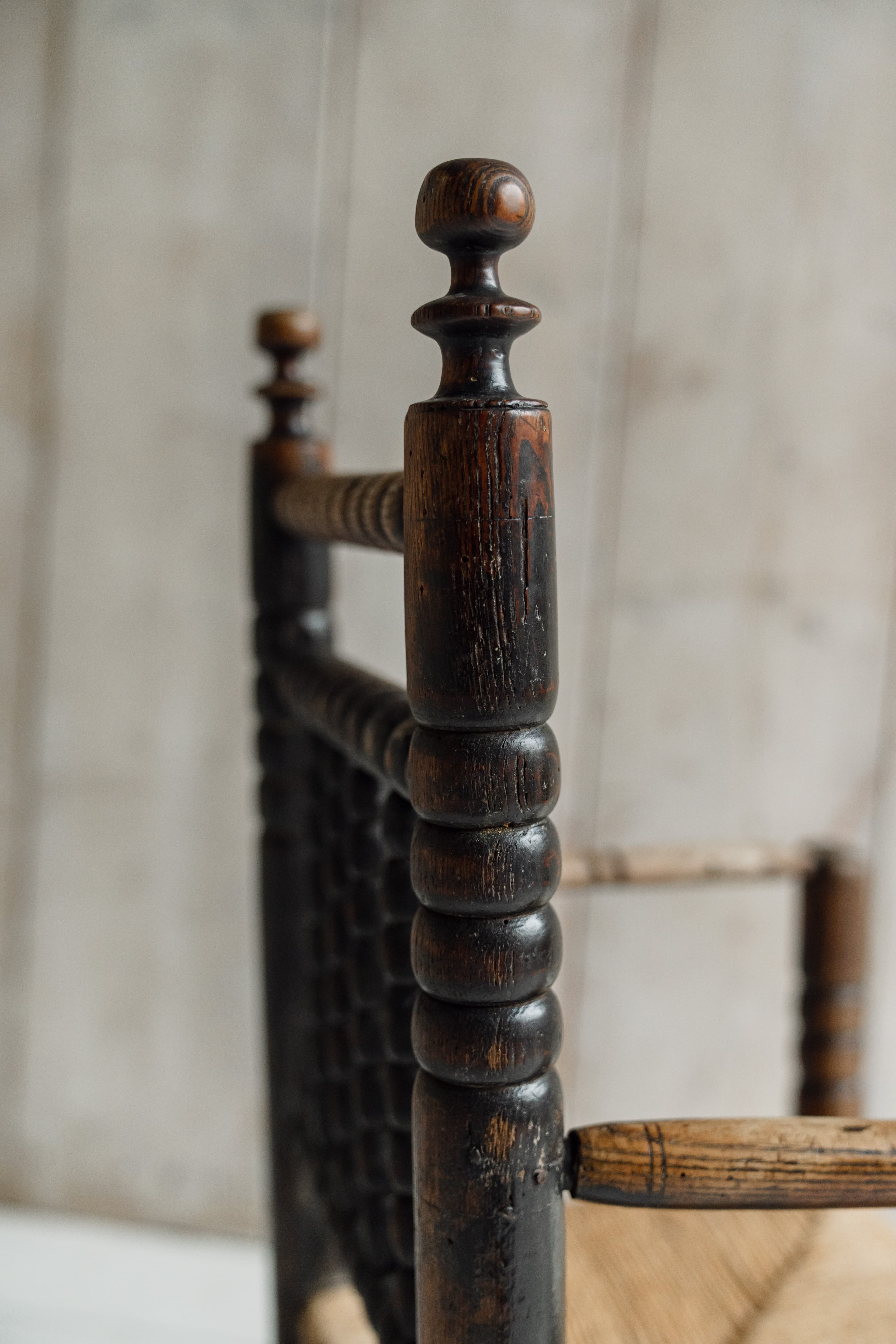 Early English Ash Turner's Chair - Ebonised Ash, Northern England c.1820-1840