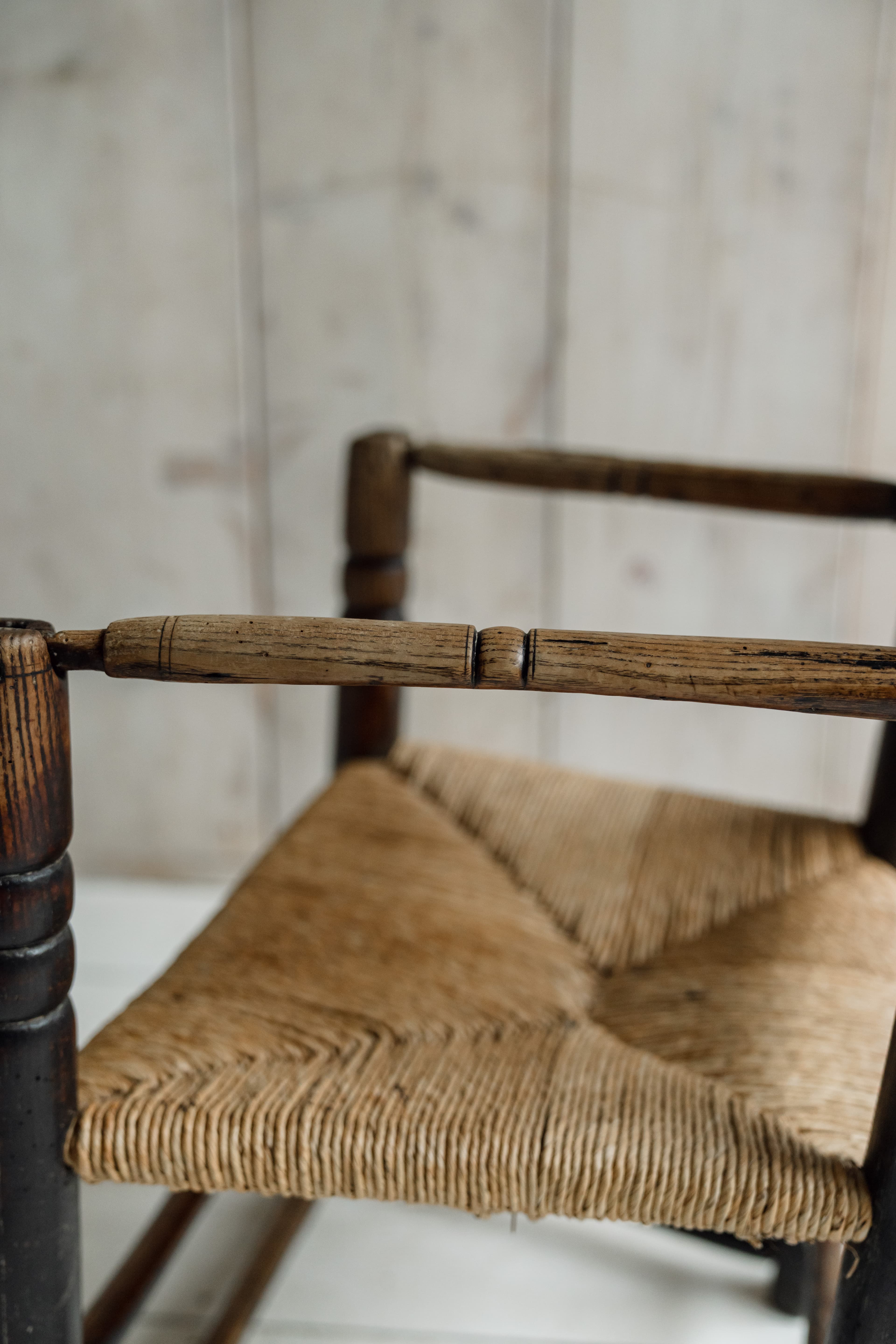 Early English Ash Turner's Chair - Ebonised Ash, Northern England c.1820-1840