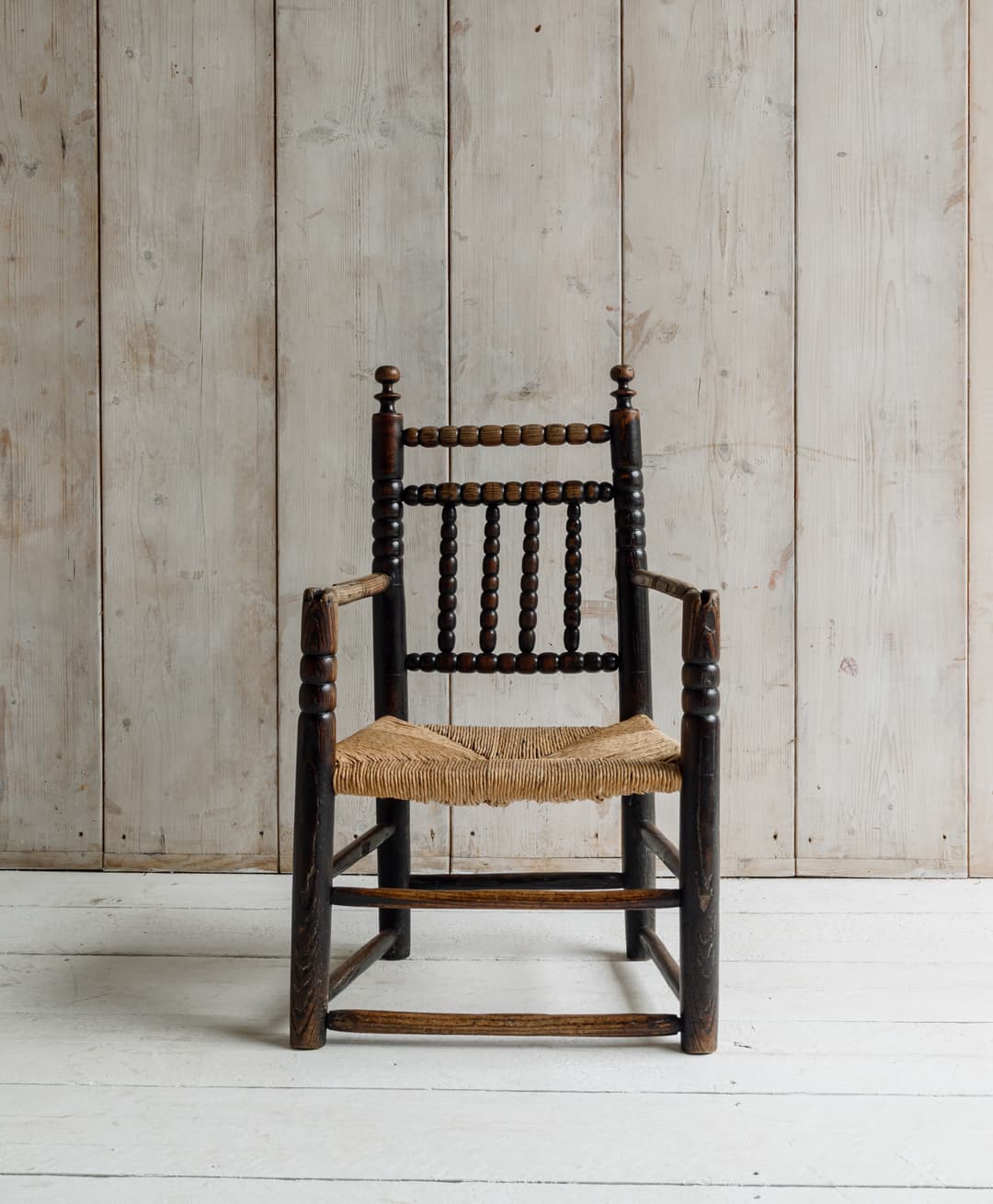 Early English Ash Turner's Chair - Ebonised Ash, Northern England c.1820-1840