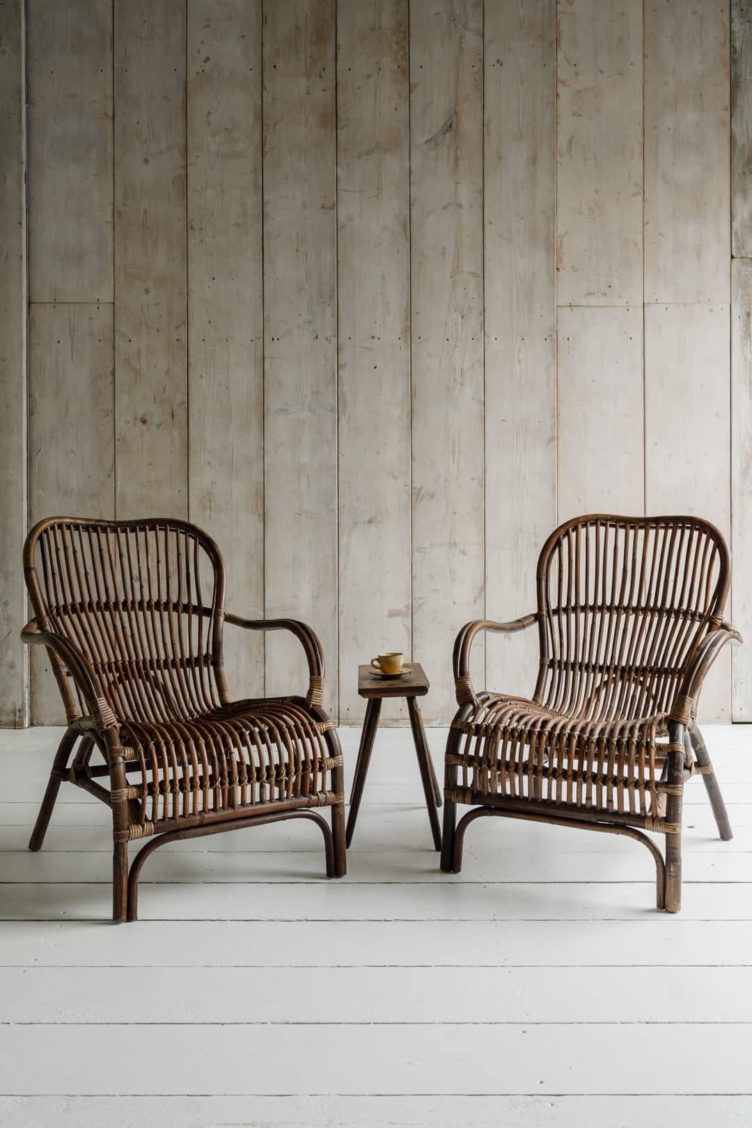 Pair of Mid-Century Italian Riviera Rattan Lounge Chairs
