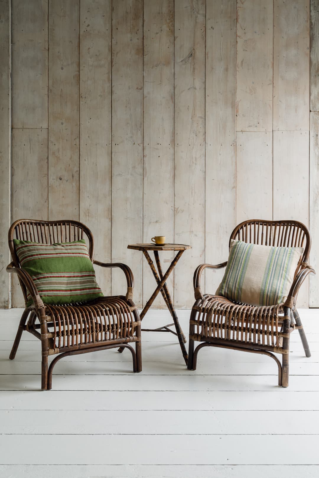 Pair of Mid-Century Italian Riviera Rattan Lounge Chairs