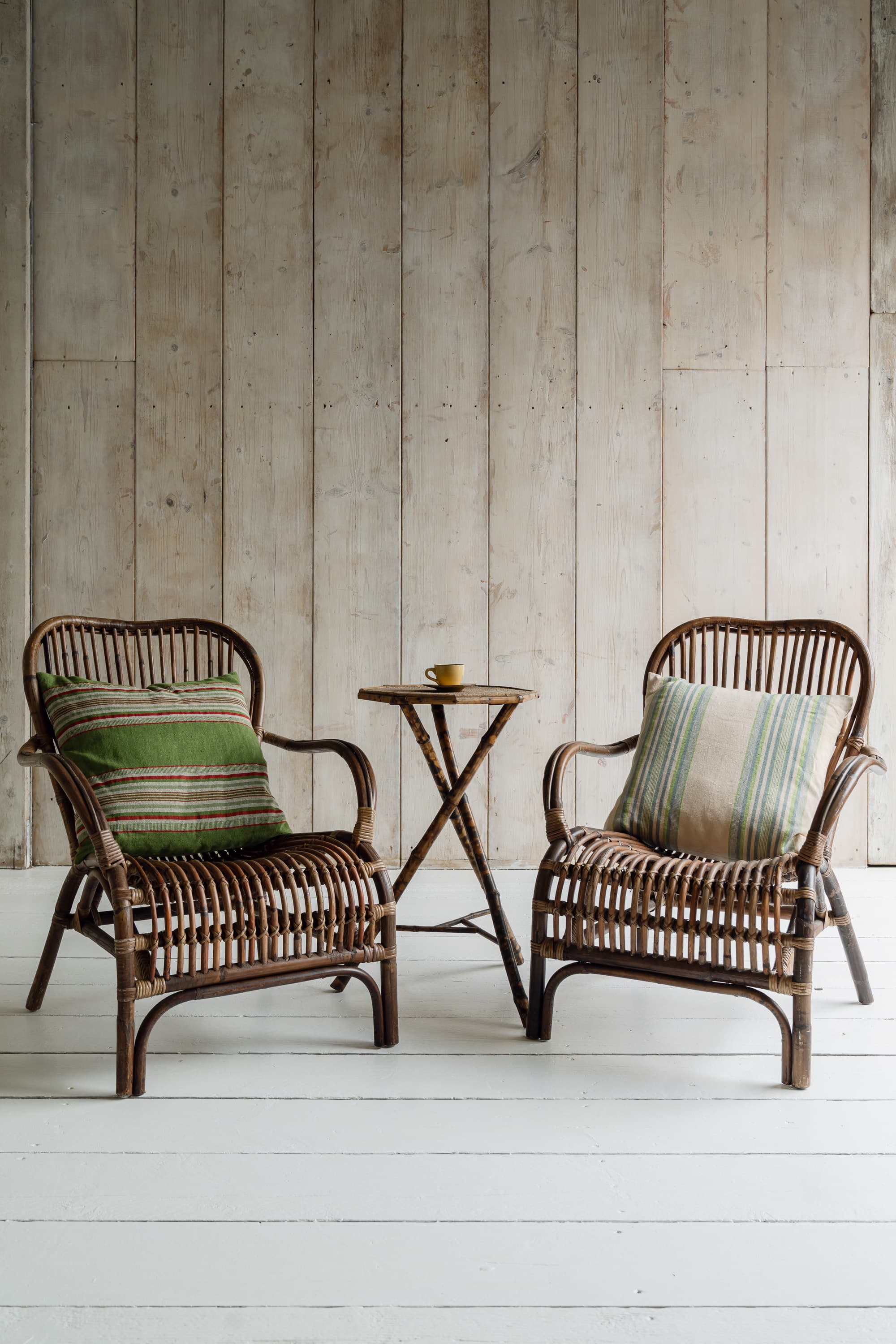Pair of Mid-Century Italian Riviera Rattan Lounge Chairs