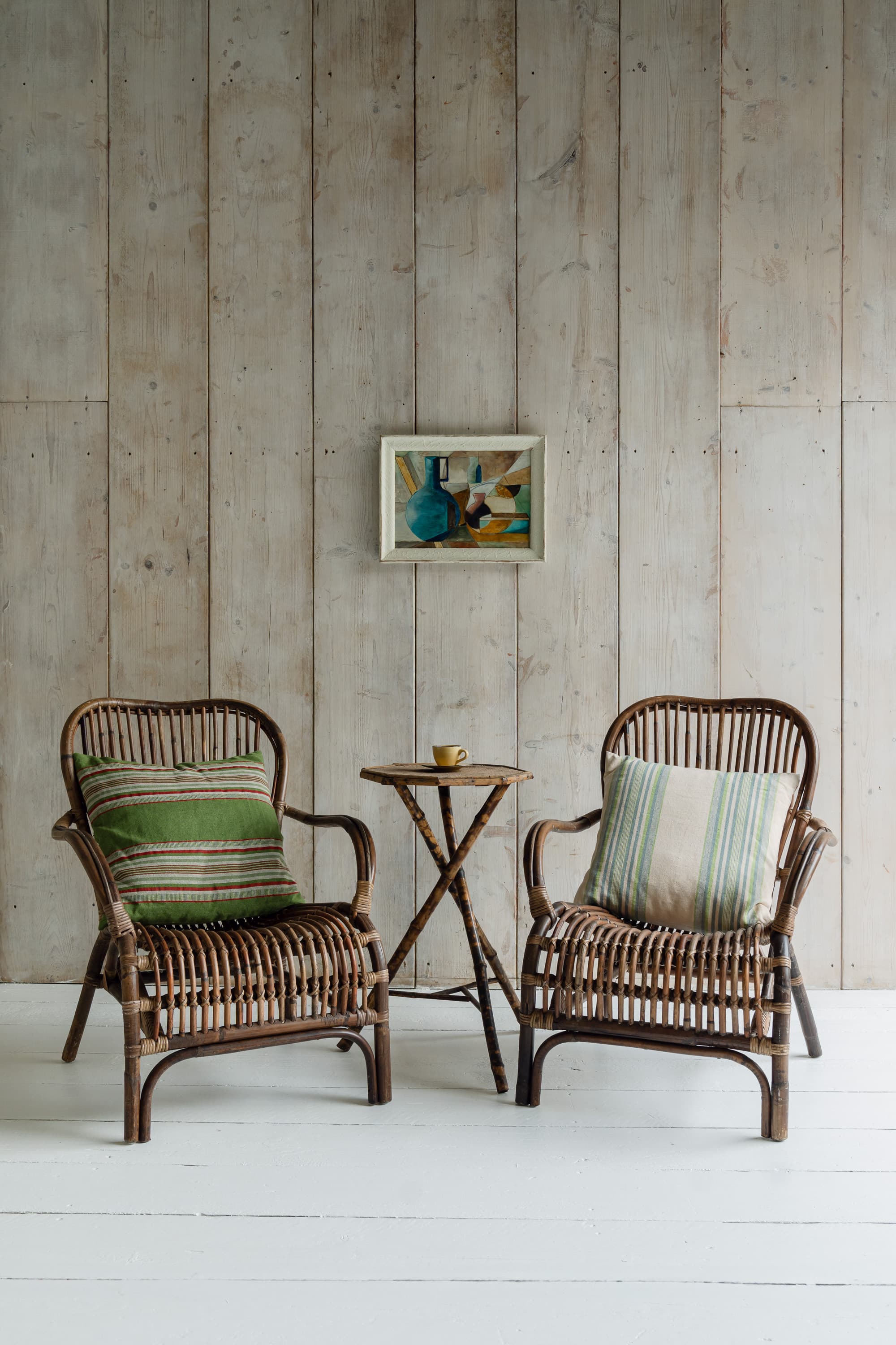 Pair of Mid-Century Italian Riviera Rattan Lounge Chairs