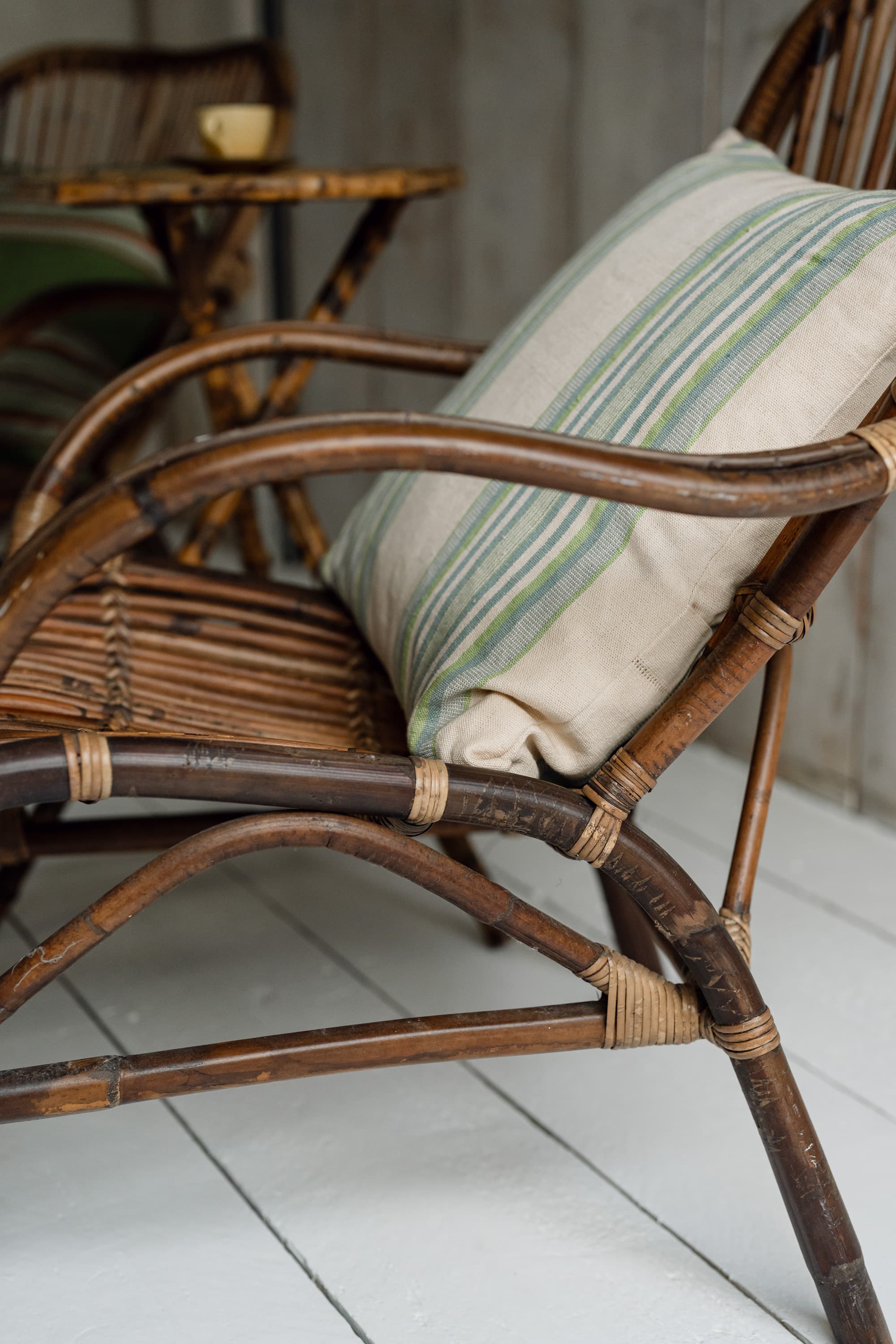 Pair of Mid-Century Italian Riviera Rattan Lounge Chairs