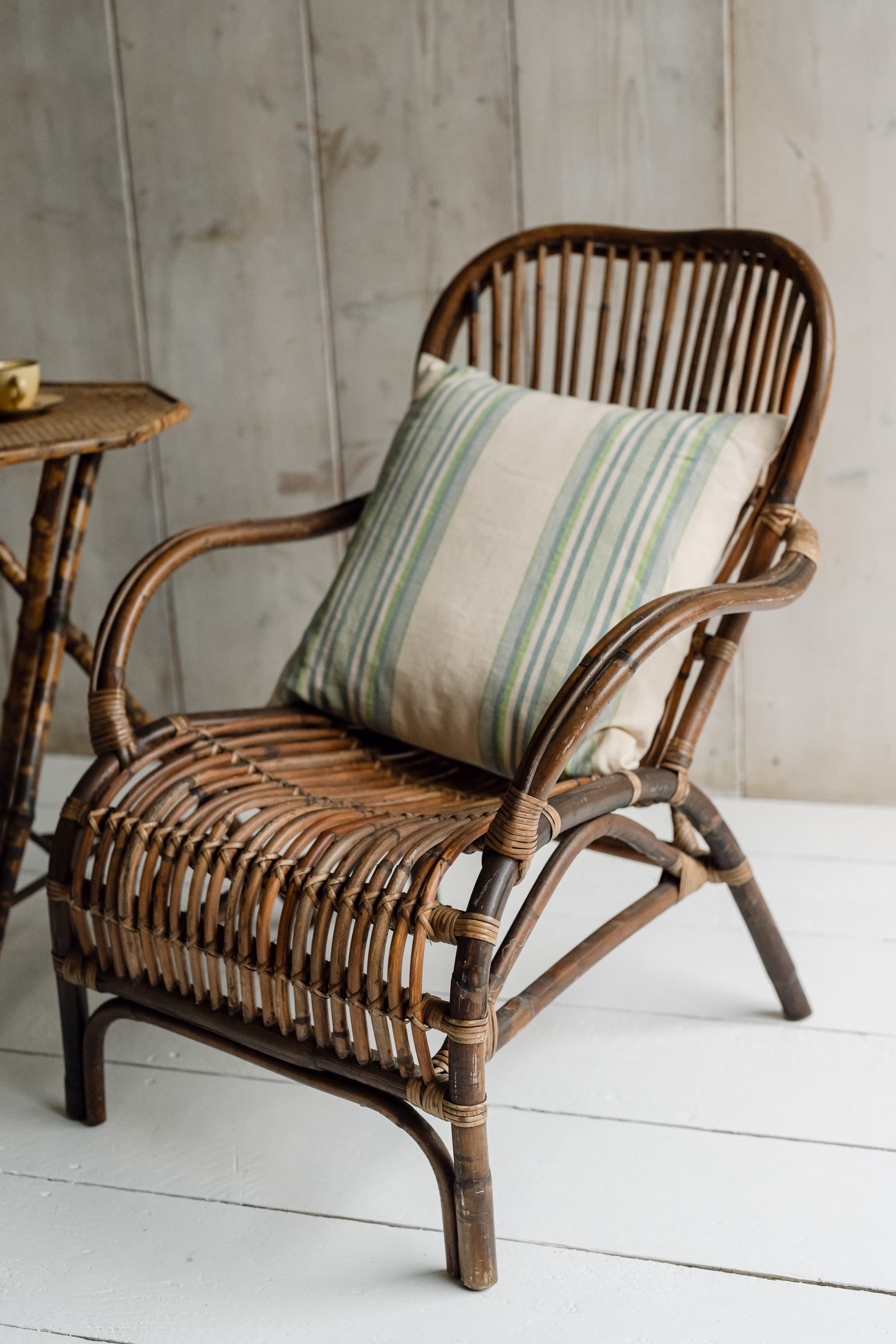 Pair of Mid-Century Italian Riviera Rattan Lounge Chairs